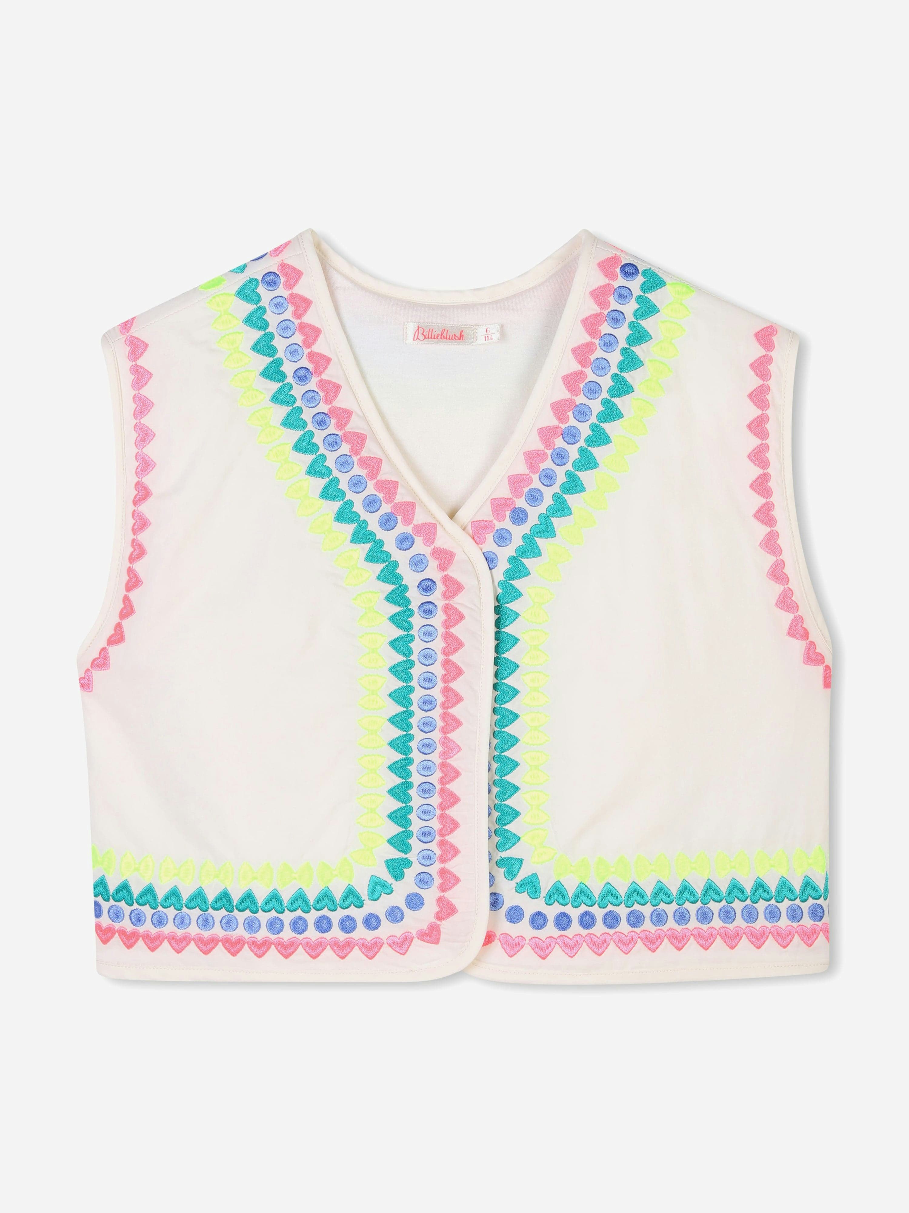 Billieblush Girls Ivory Embroidered Gilet In - 8 Yrs