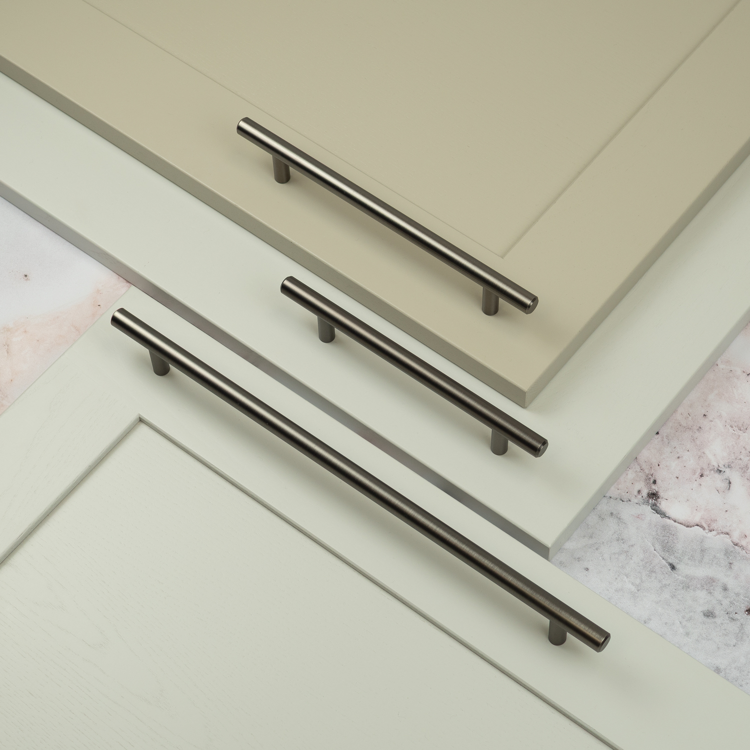 Rackhams Grey Gunmetal T-Bar Handles & Coordinating Pull Knob - 50Mm Pull Knob
