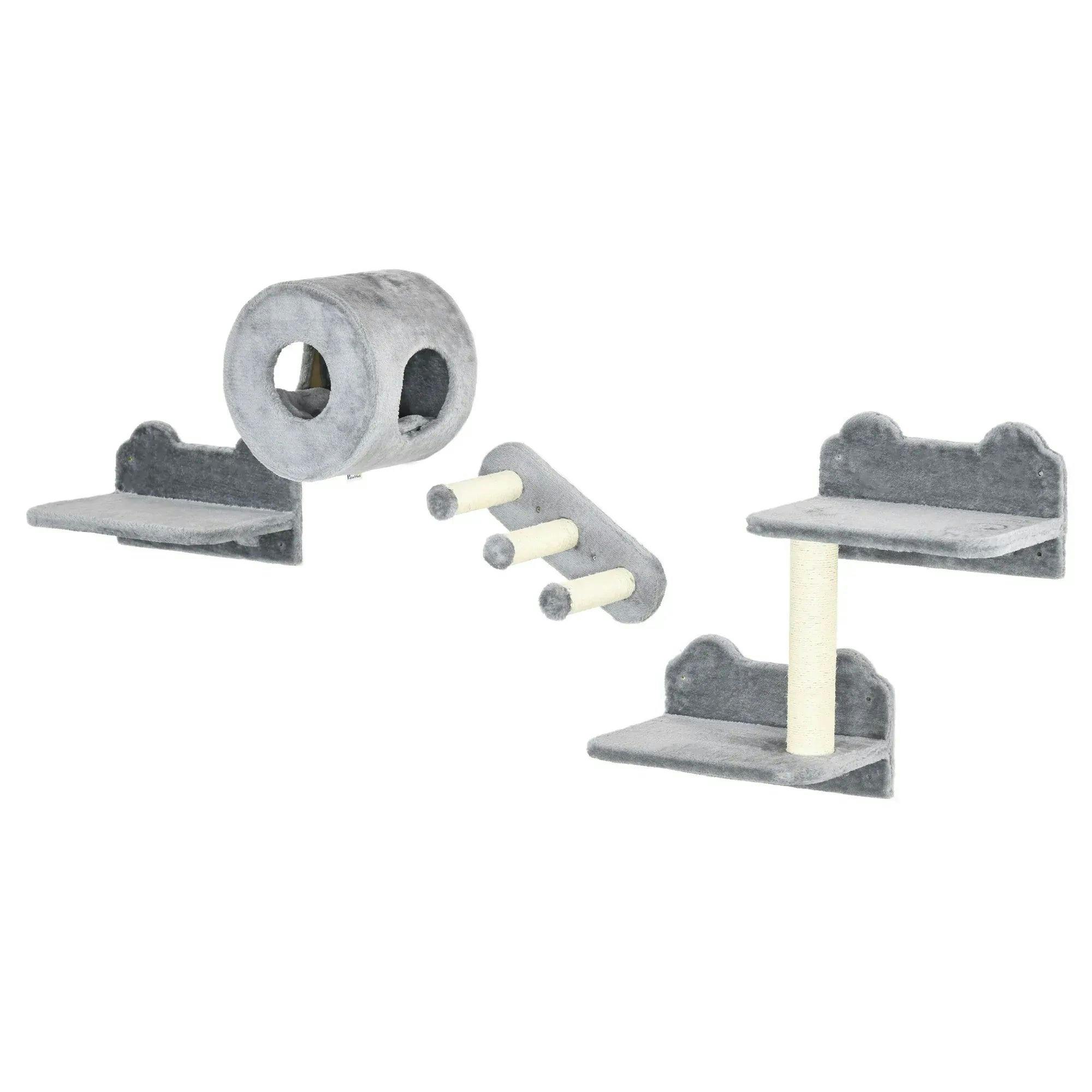 B&Q - 4Pcs Wall Mounted Cat Furniture Set With Steps Scratching PostGrey - Image 8