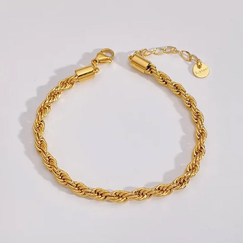 Elk & Bloom Gold Twisted Rope Chain 14K Bracelet - No Thank You