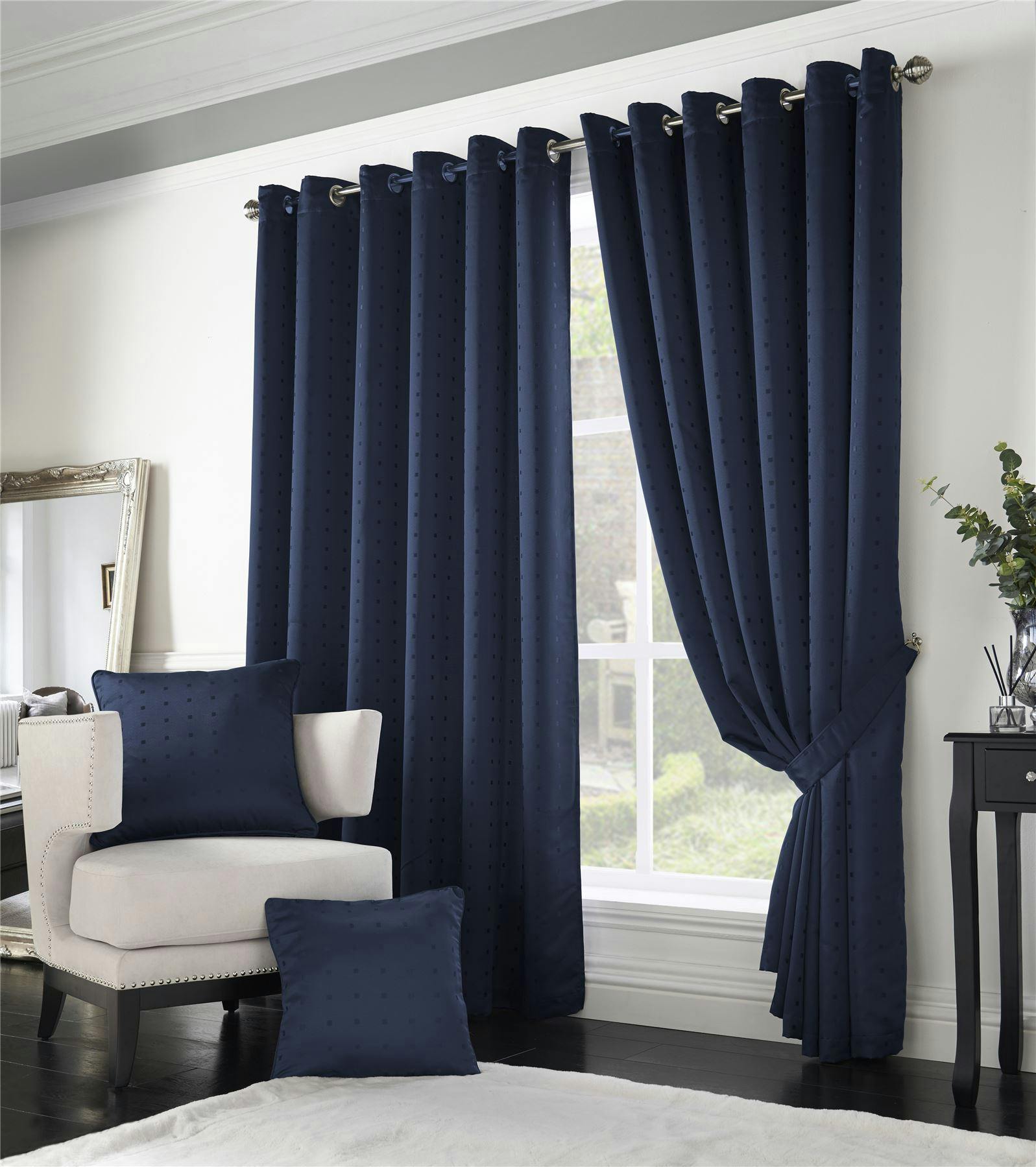 Rackhams Light Adi Lined Ring Top Eyelet Curtains - Navy - 168Cm Width X 137Cm Drop