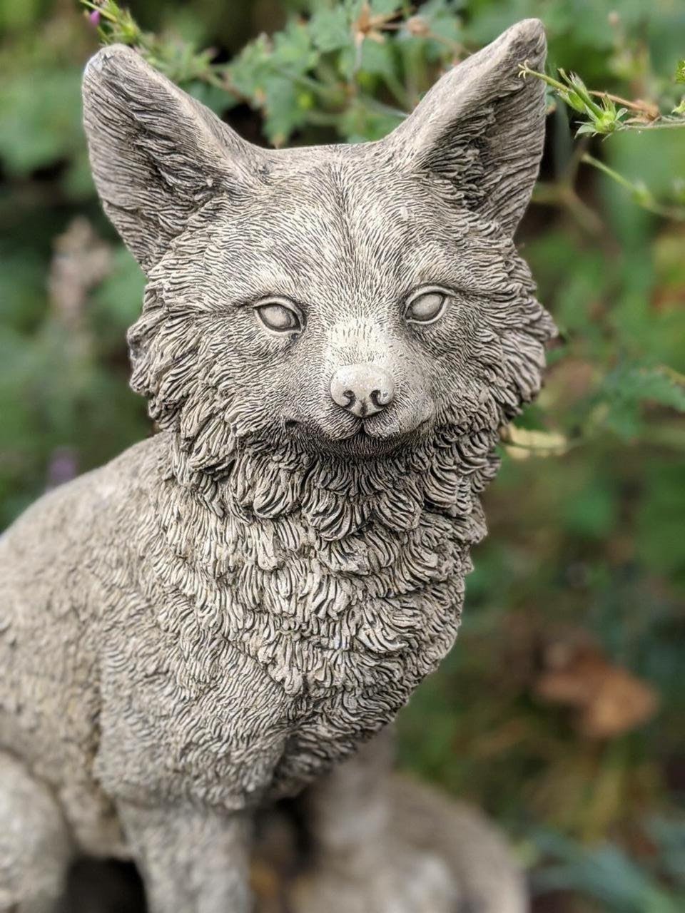 Rackhams Sitting Fox Stone Fairy Garden Ornament Animal Statue