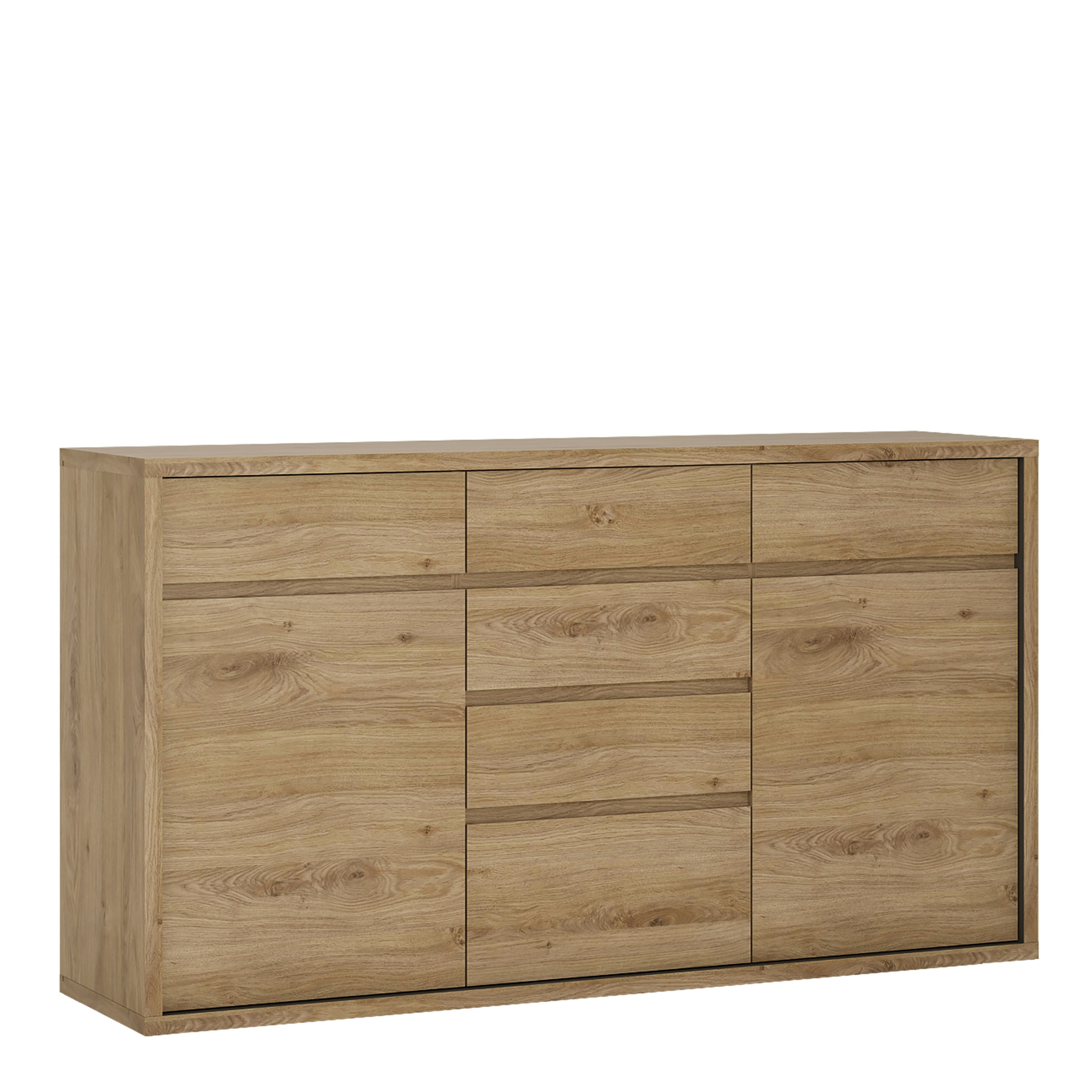 Photos - Display Cabinet / Bookcase Rackhams Shetland 2 door 6 drawer chest - Oak - Matt - Melamine