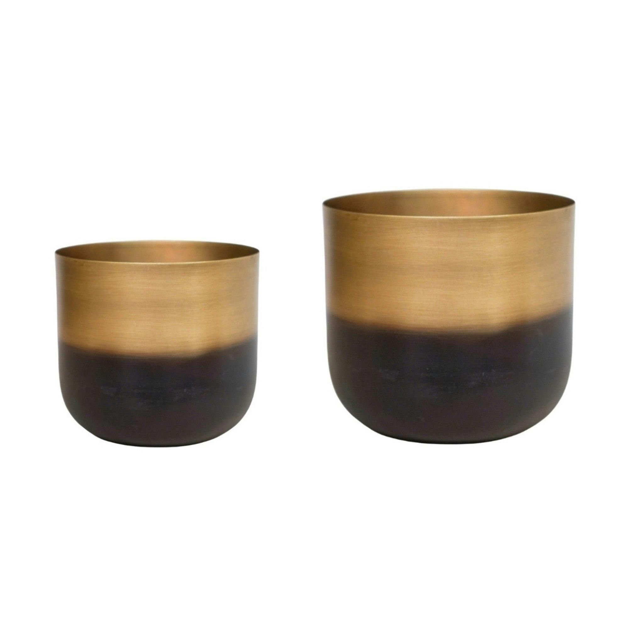 Rackhams Gold Oscar Two Tone Metal Planter Set Of 2