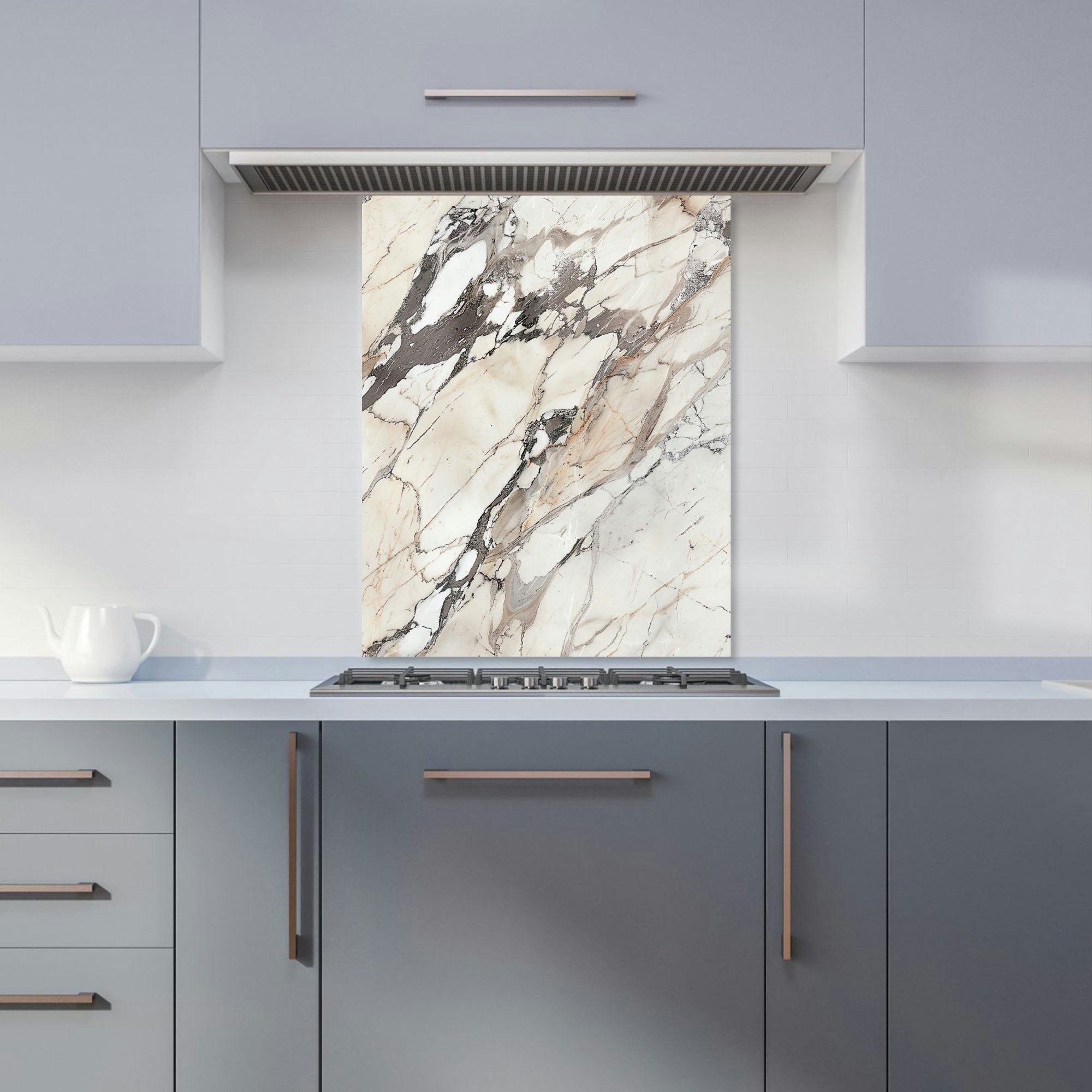 Warren Reed White - Designer Off Marble Effect Kitchen Splashback - W600mm X H750mm