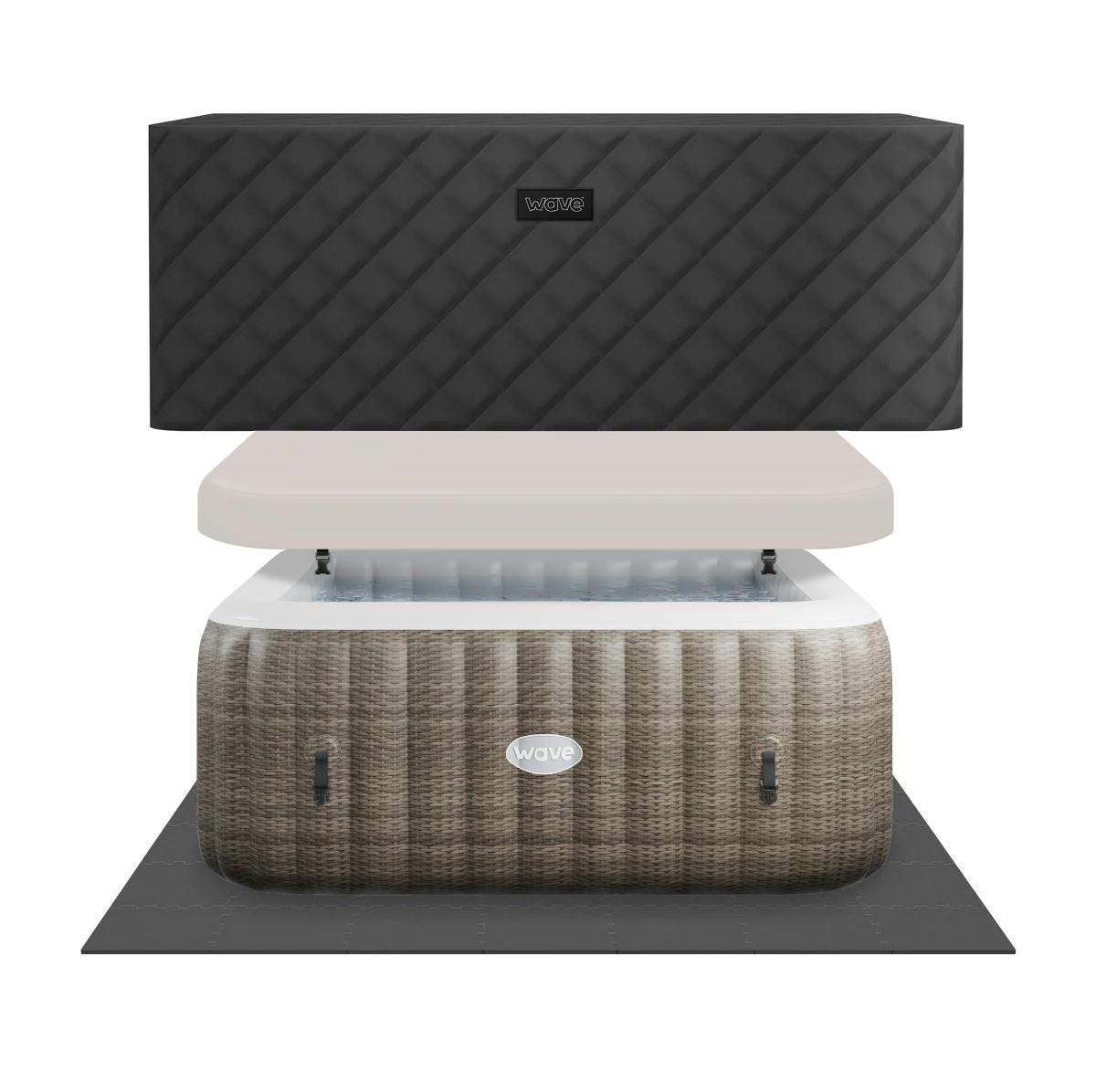 Rackhams Brown Pacific | 4/6-Person Inflatable Hot Tub | Integrated Heater - Rattan - 6 Person | 185X65cm - Energysave Bundle