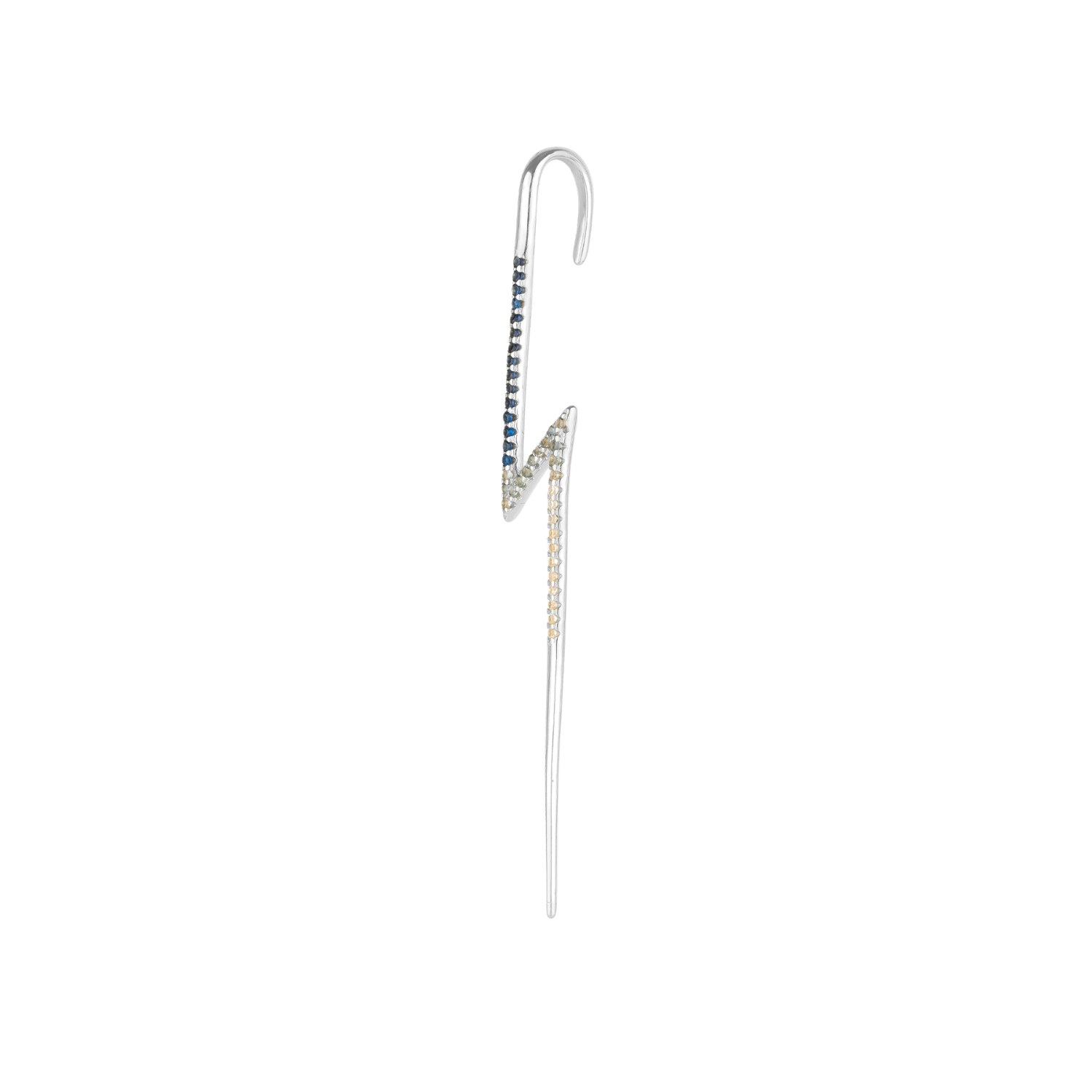 Spero London Silver True Lightning Gemstones Sterling Bolt Ear Crawler