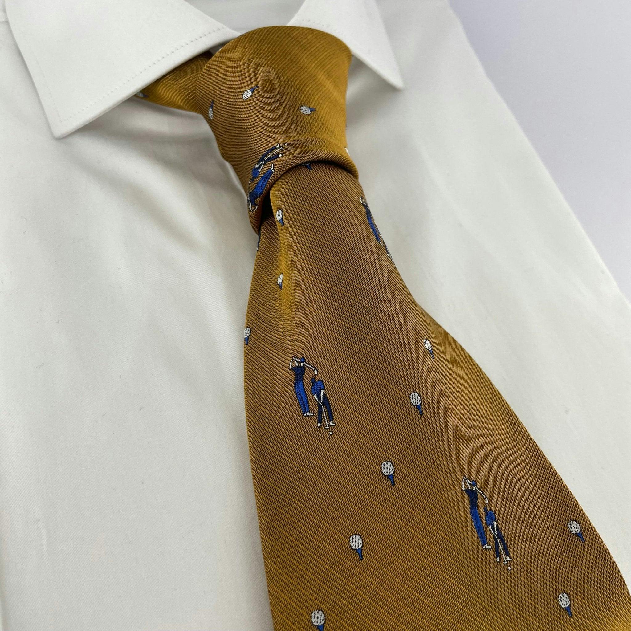 Claudio Lugli Gold Silk Golfer Neck-Tie