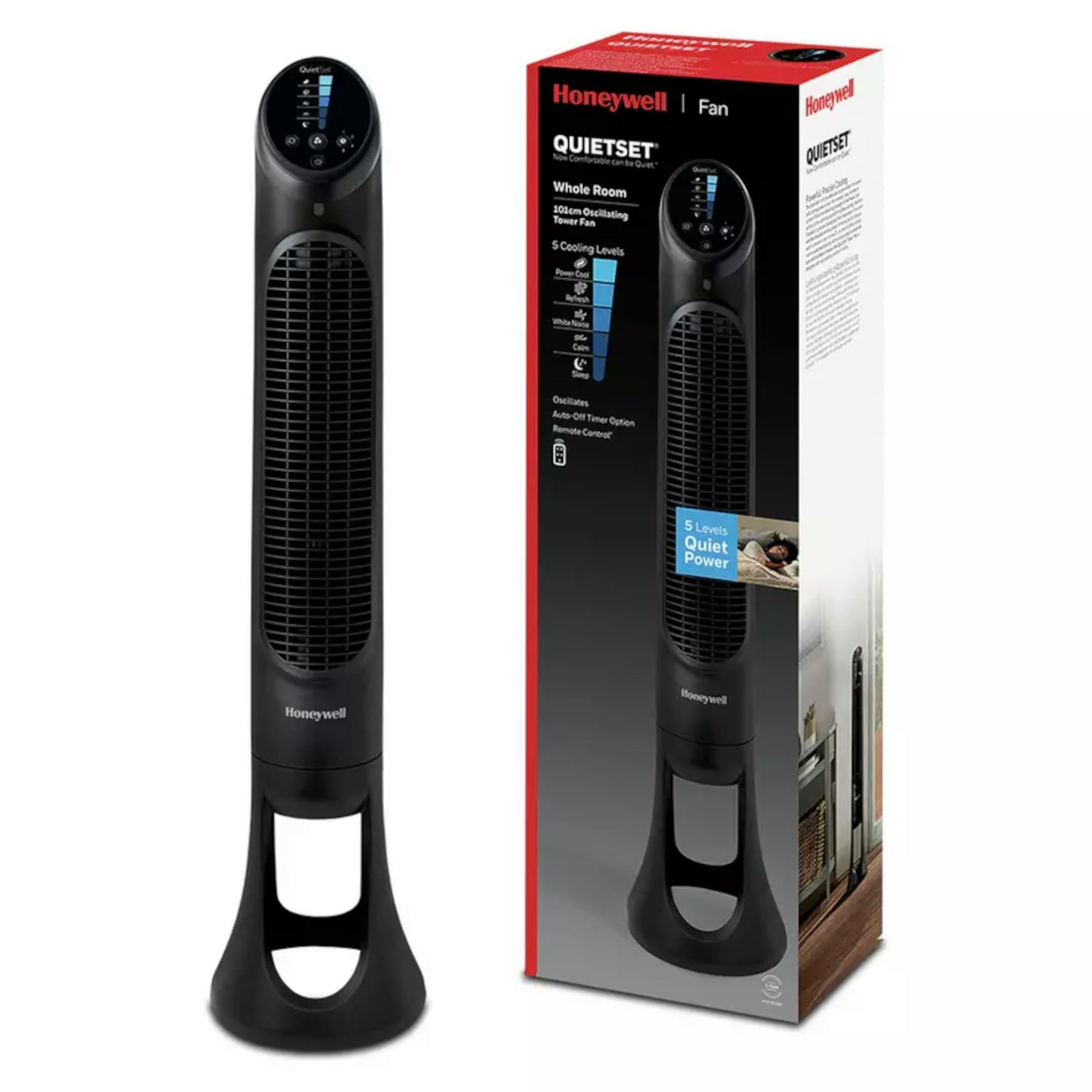 Honeywell Black Hyf260be Quietset 32" Inch Oscillating Tower Fan, 5 Speeds