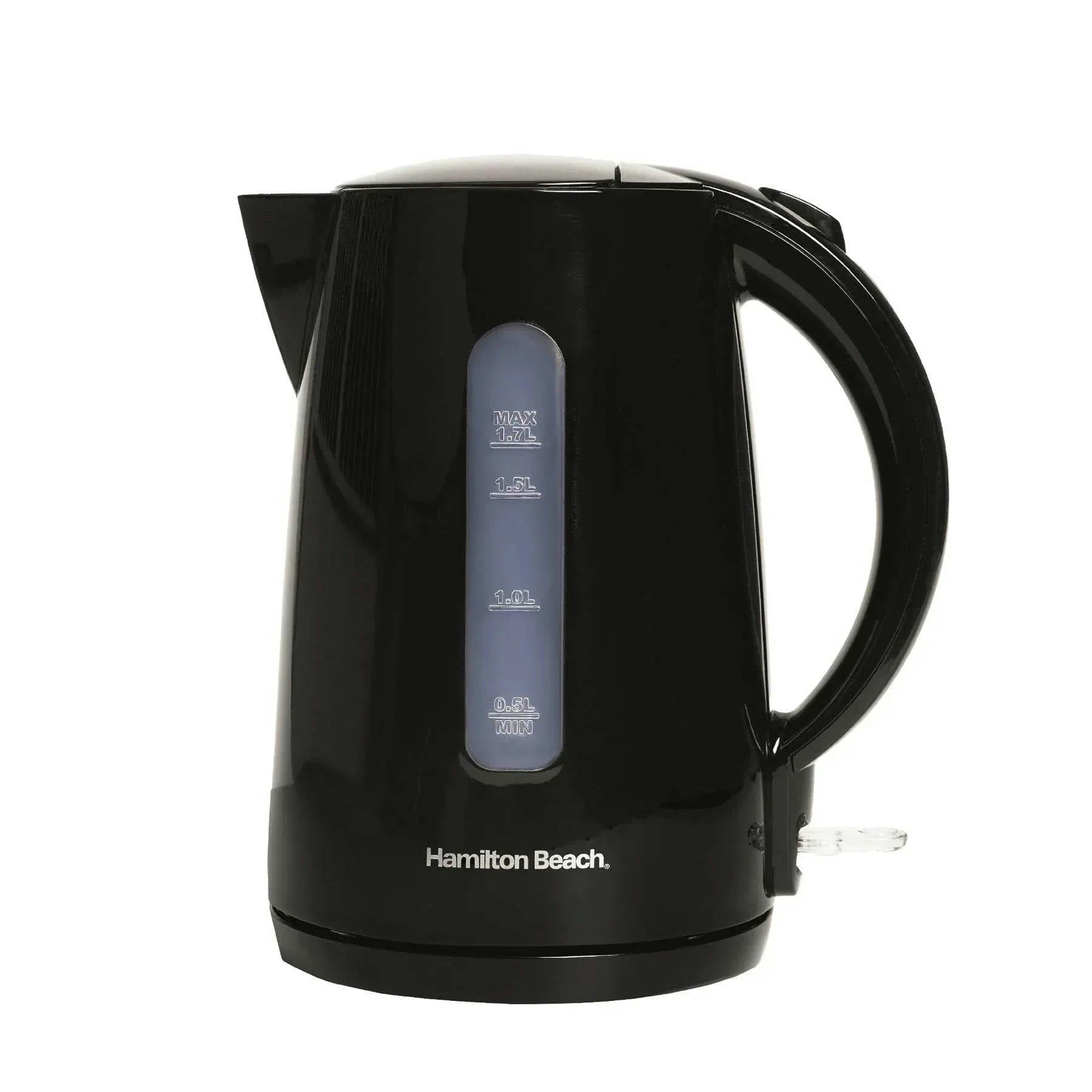 Hamilton Beach Electric Kettle, Essentials, 1.7L Rapid Boil, 3000W, Water Indicator Window, Button Release Lid, Boil-Dry Protection, Illuminated Switch, Auto Shut-Off, Plastic, Black - HBK1301B - Image 3