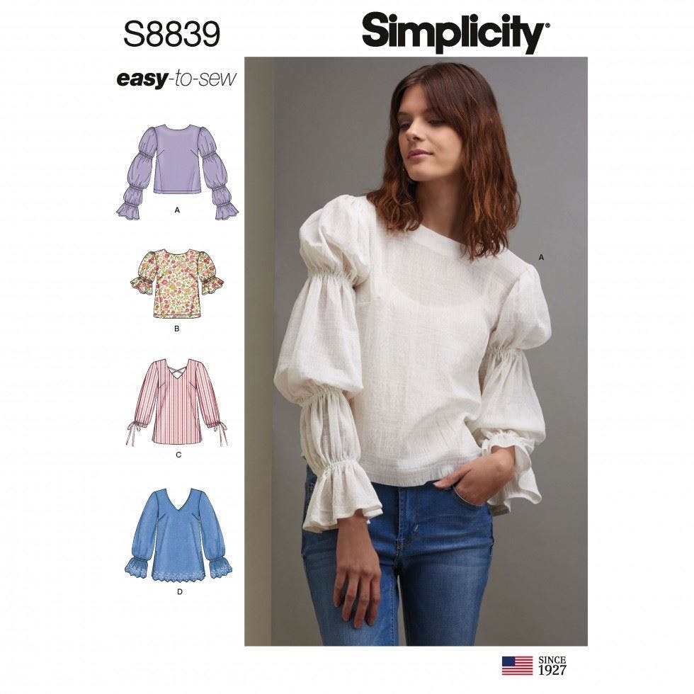 Simplicity Women's Sewing Pattern 8839, Tops For H5 (6-8-10-12-14) - Intermediate - H5 (6-8-10-12-14)