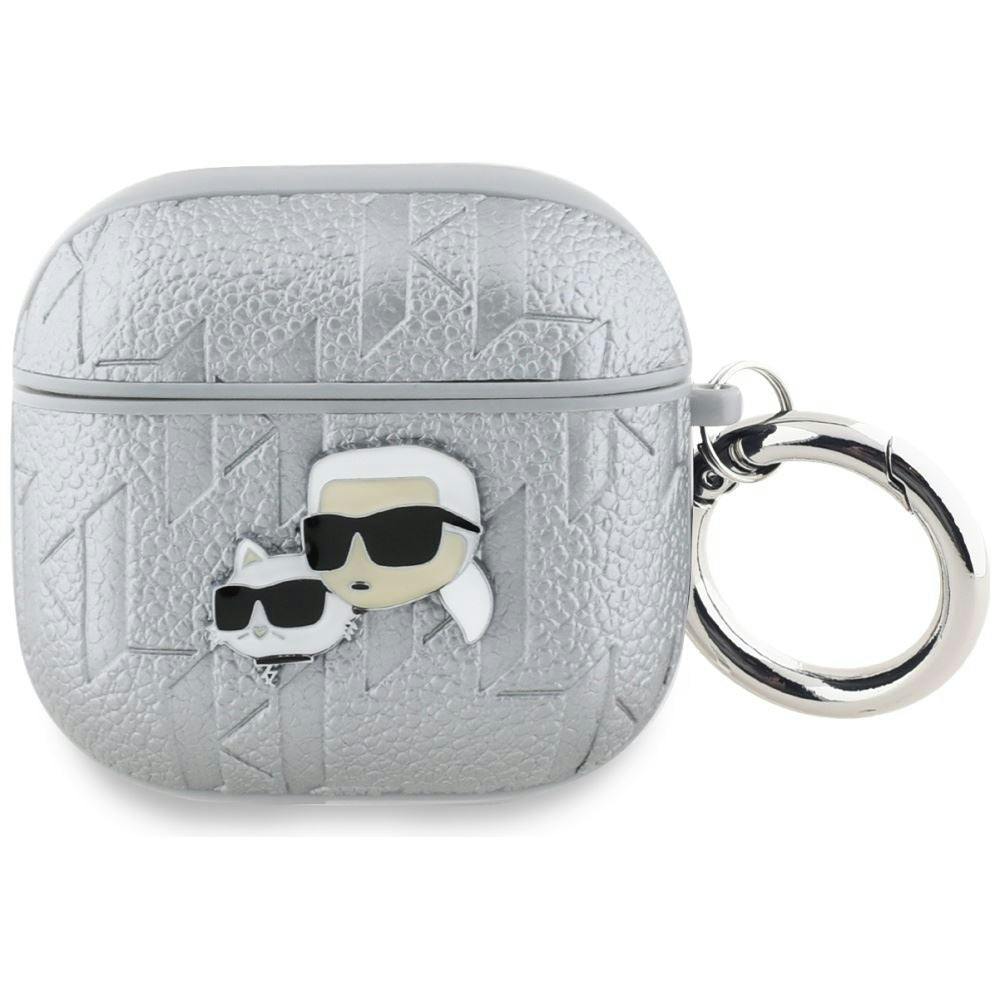 Karl Lagerfeld Silver Monogram Karl & Choupette Head Case For Airpods 4 - Kla4pgkcps