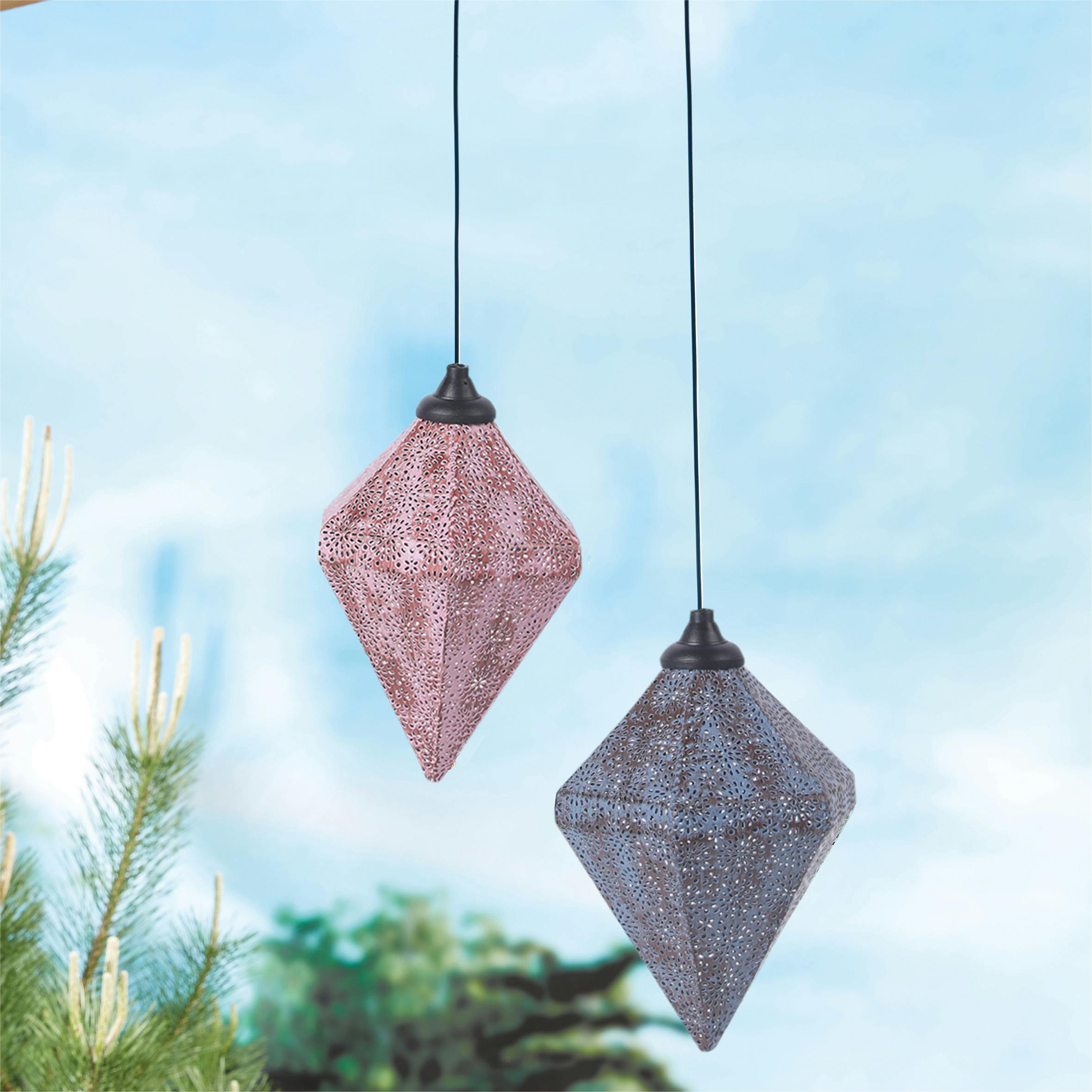 Luxform Light/Pink Solar Metal Led Moroccan Hanging