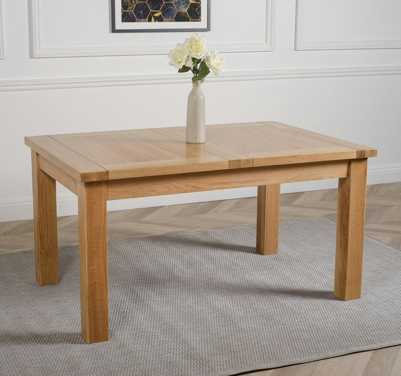 Rackhams Brown Seattle 150 - 210Cm Oak Extendable Dining Table - Matte Laquer - 1