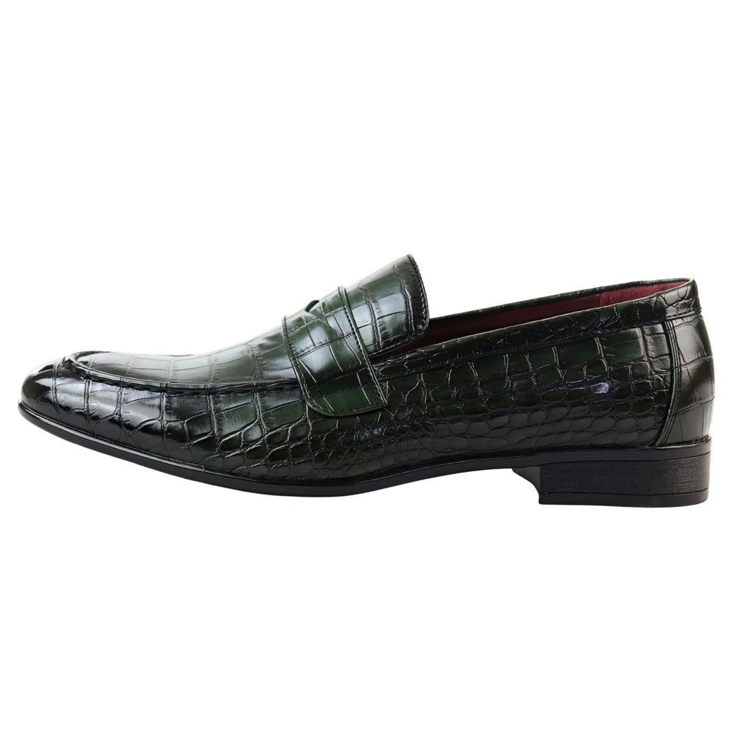Elong Men's Green Slip On Formal Loafers - Uk 6