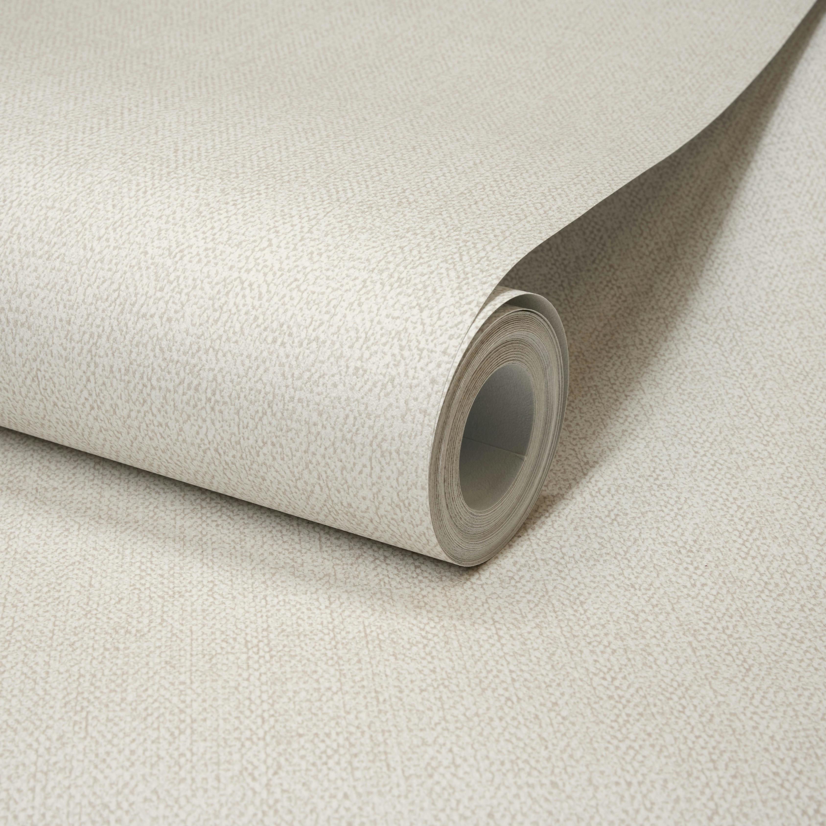 Grandeco White Boutique Mini Twill Woven Texture Fabric Effect Pvc-Free Eco Wallpaper,