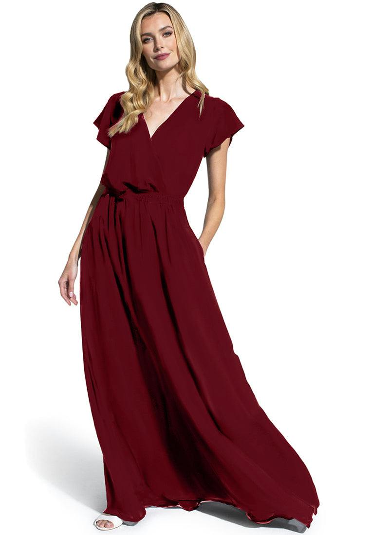 Hotsquash Dark Chiffon Maxi Dress - Wine - 8