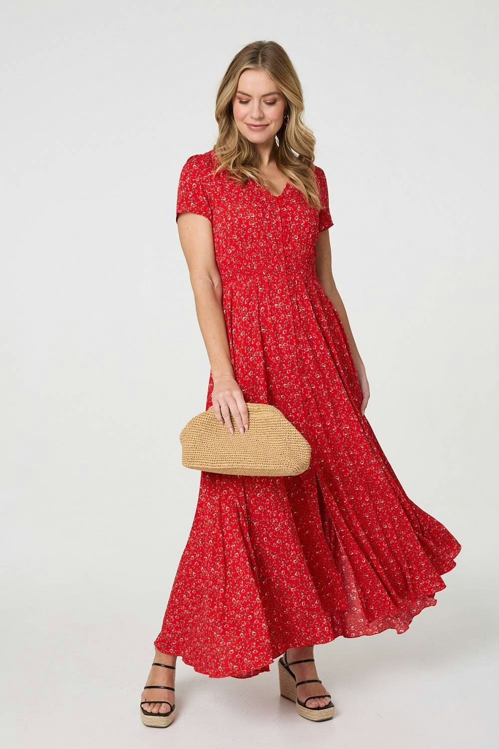 Izabel London Ditsy Floral A-Line Maxi Dress - 8