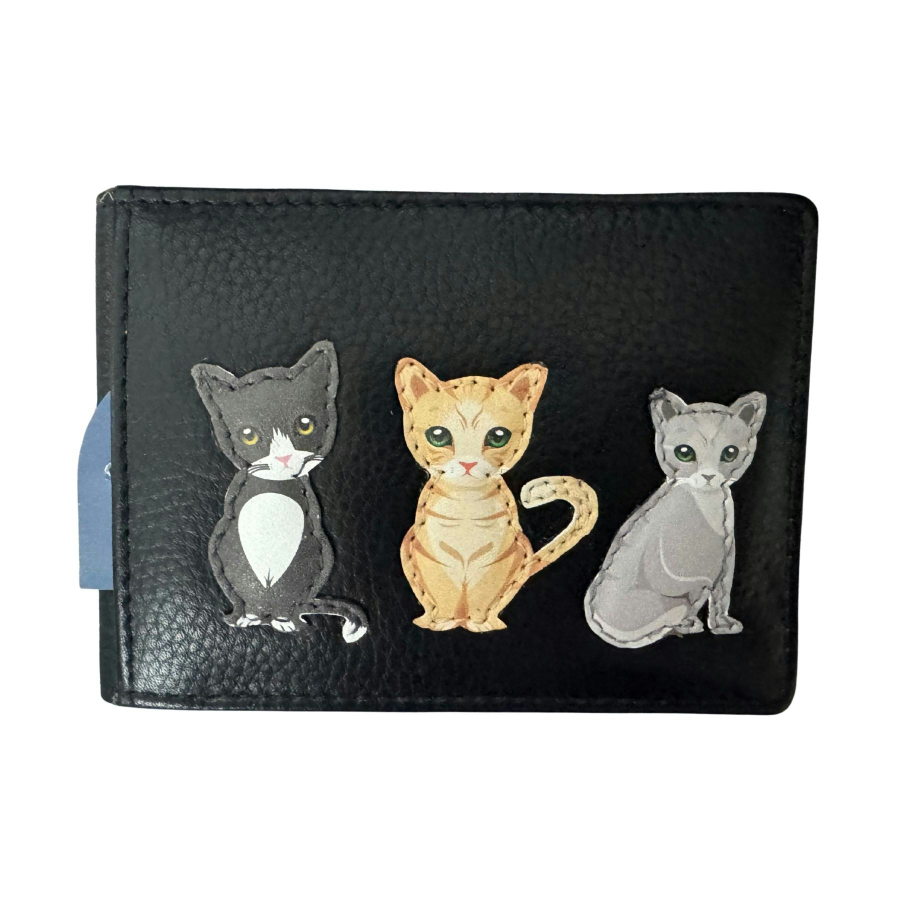 Mala Leather Black Cat Appliqué Id & Card Holder