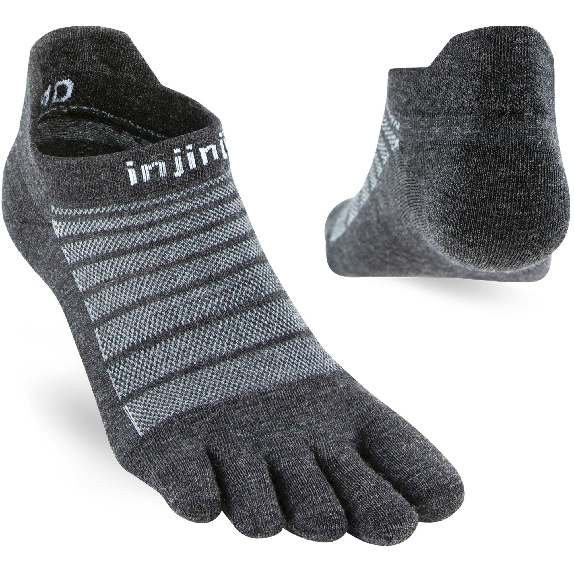 Injinji Men's Grey Lightweight No-Show Merino Toe Socks {Inj-261610} - Slate /Steel - Medium