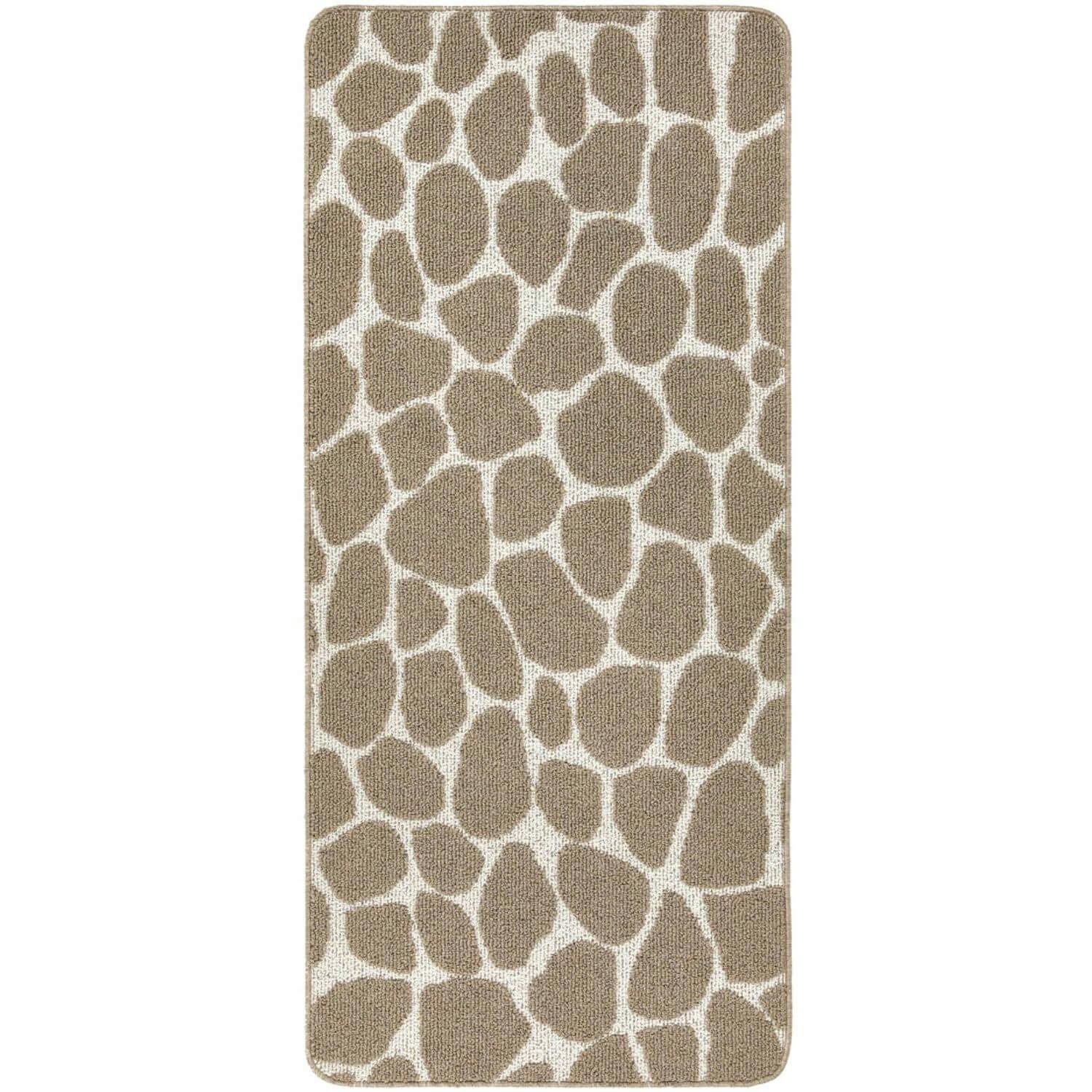 Rackhams Cream/Brown Pebble Patterned Washable Mat And Runner - 67X150 Cm