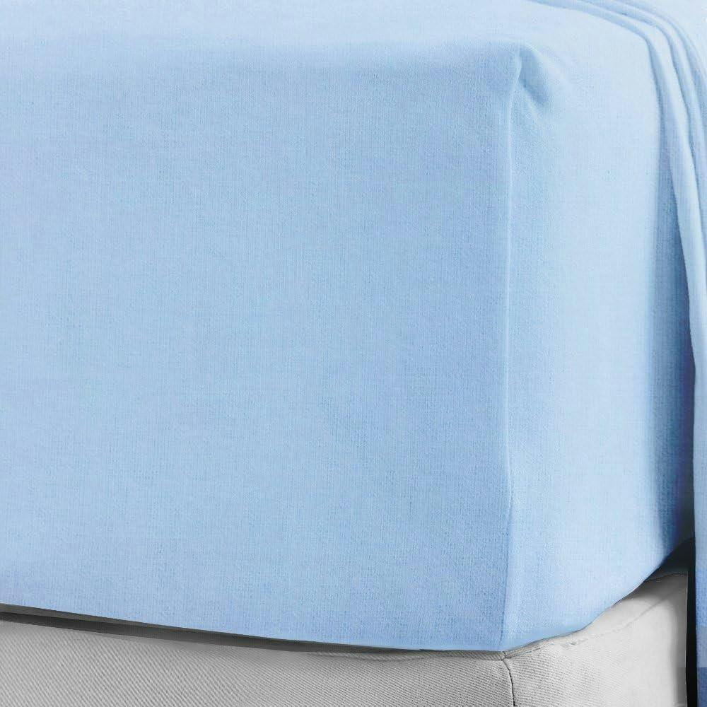 Smart Living Blue 100% Brushed Cotton Flannelette Fitted Sheet Or Pillowcase Pair - King (150Cm X 200Cm) + 25Cm Deep