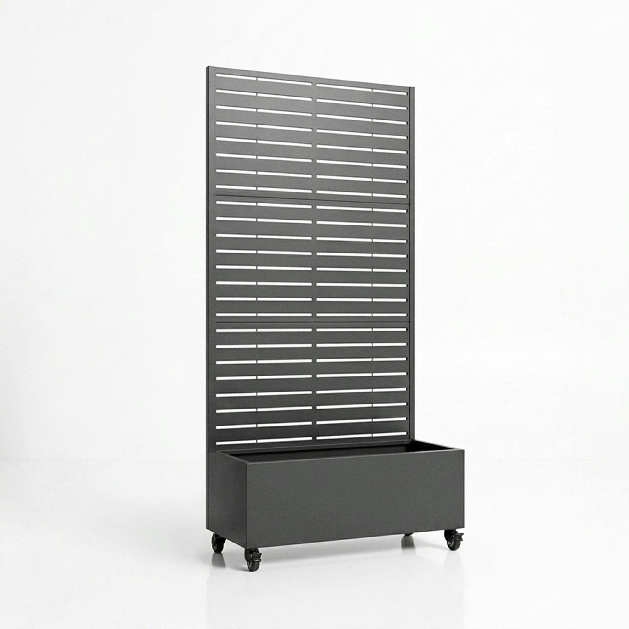 Rackhams Gray Metal Indoor/Outdoor Privacy Screen With Plant Pot - Slats
