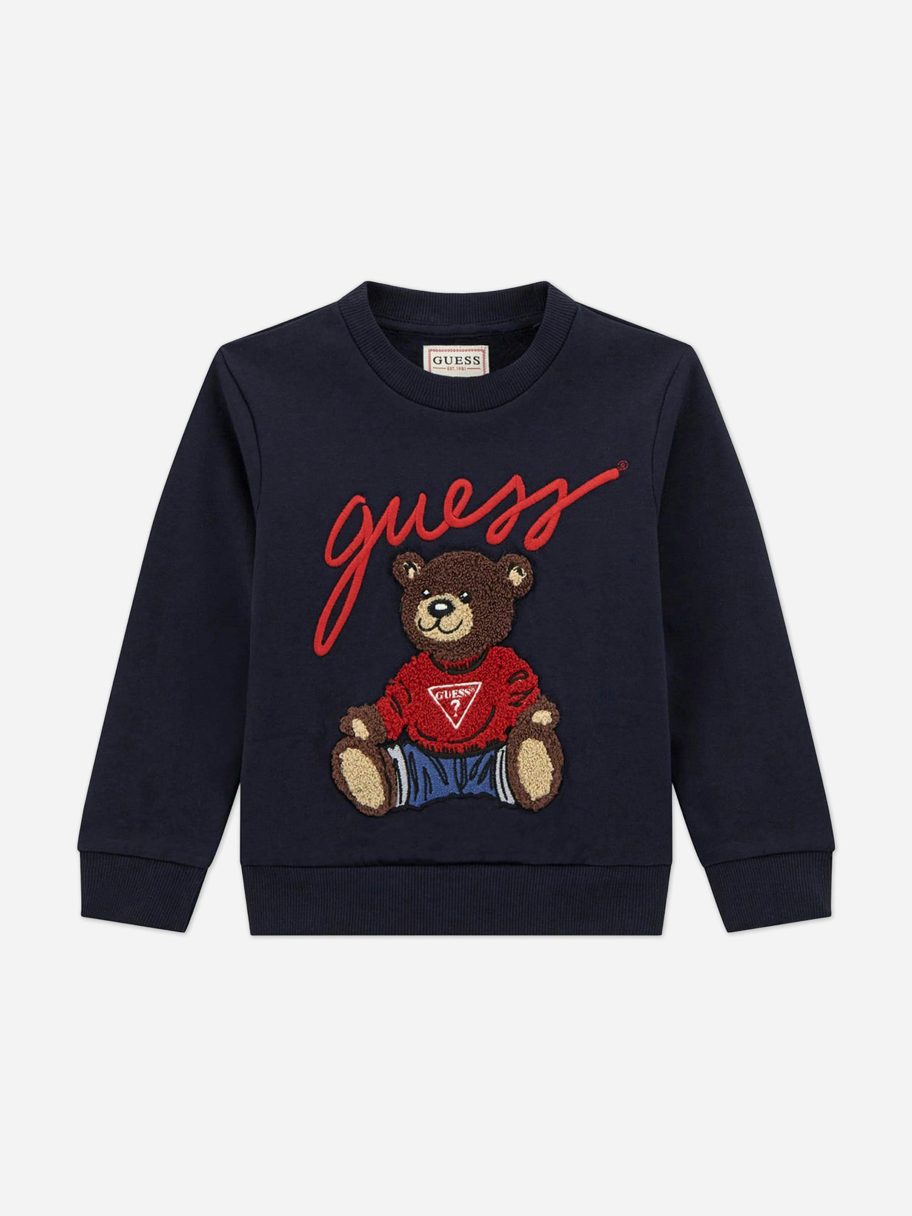 Guess Blue Kids Teddy Bear Sweatshirt In Navy - 24 Mths