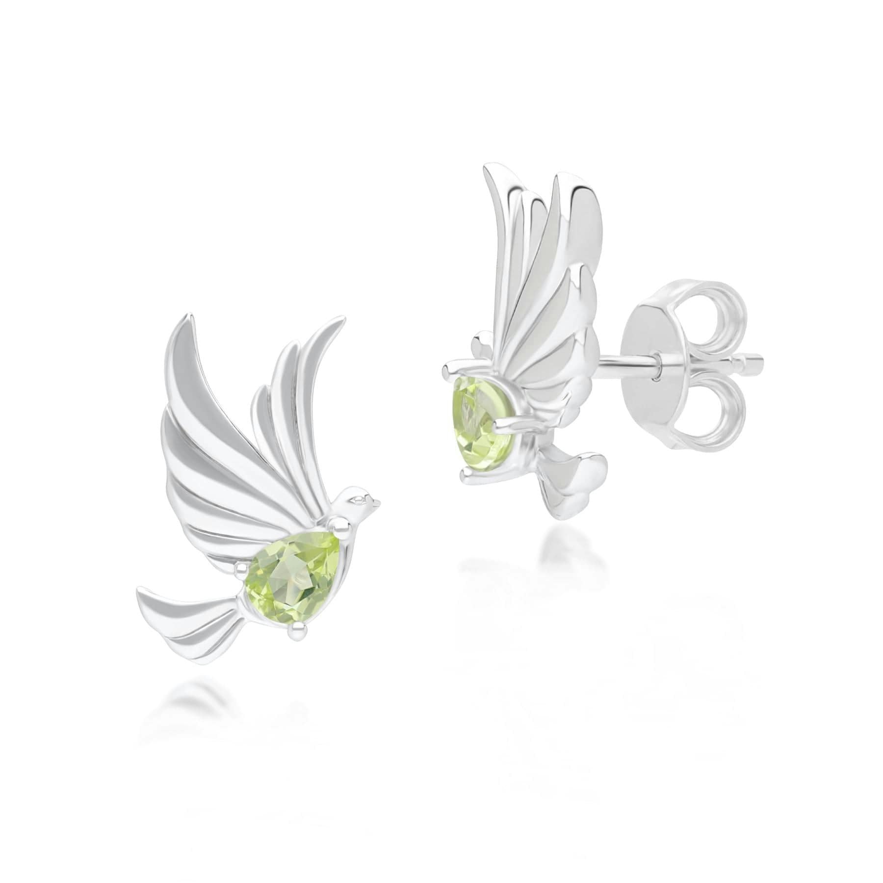 Gemondo Women's Silver Ecfew™ Creator Peridot Dove Stud Earrings In Sterling
