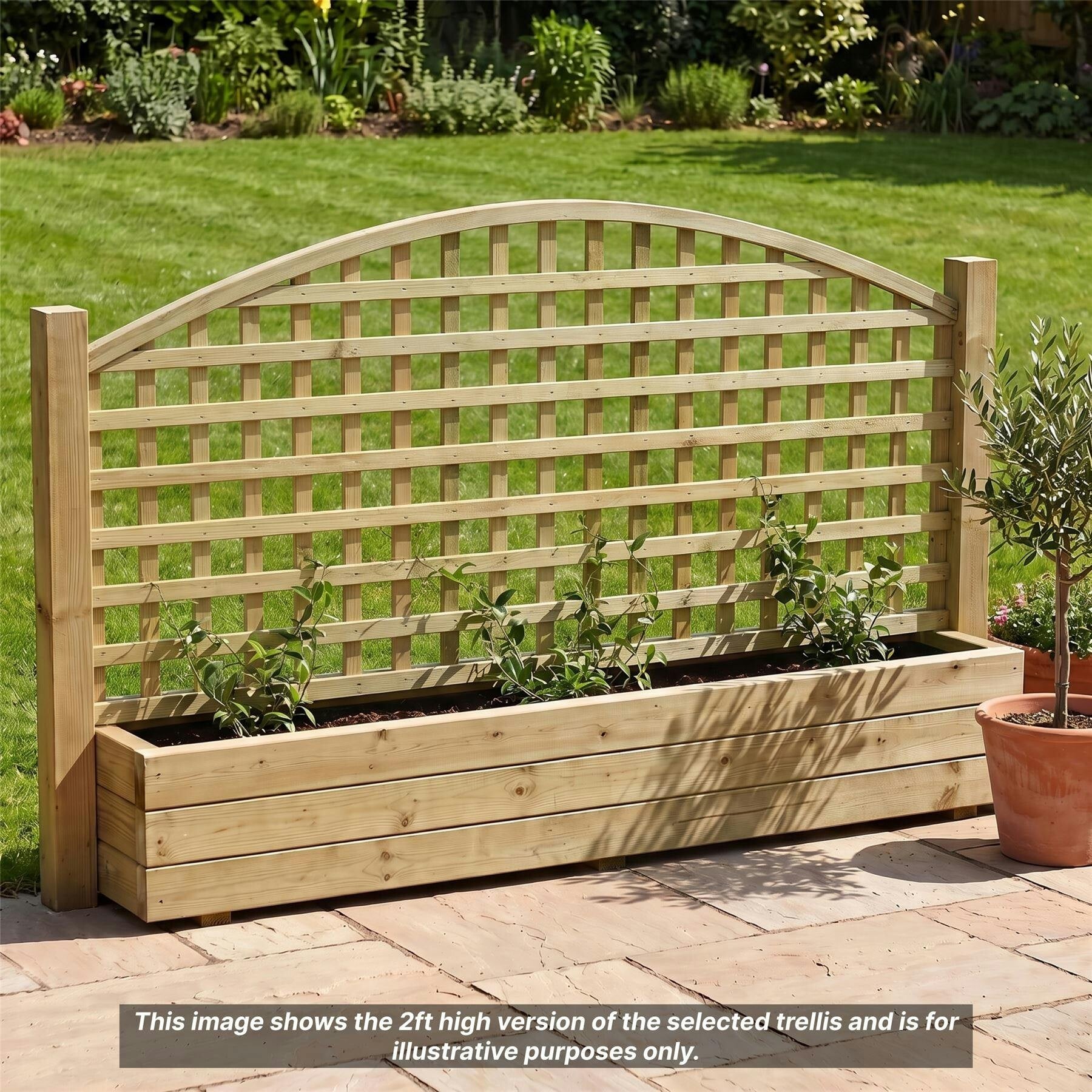 B&Q - Privacy Square Arch Top Trellis Panels 3 Pack 6Ft X 3Ft Arched Lattice Topper Wall-MountExtra Height Garden Fencing - Image 2