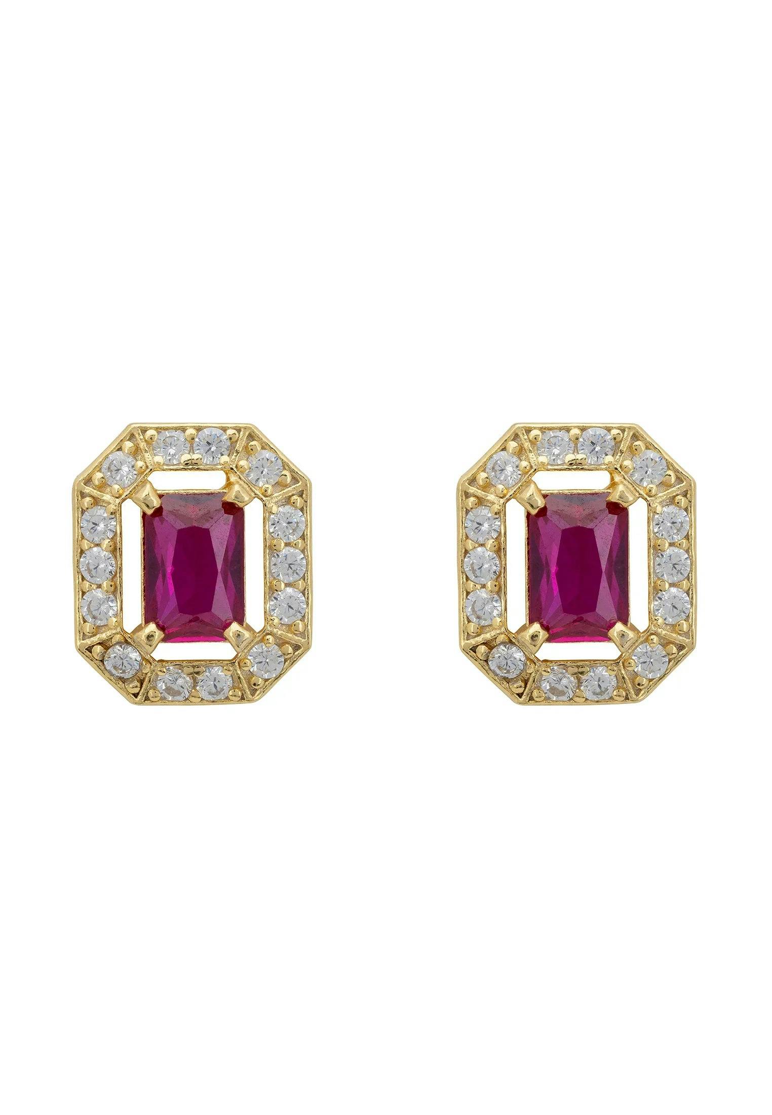 Latelita Gold Whistledown Gemstone Stud Earrings Ruby