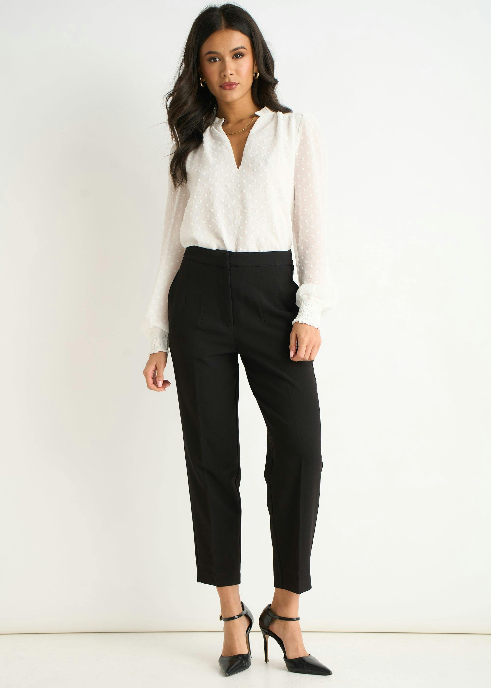 Gini London Black Ankle Grazer Cigarette Tailored Trousers - Uk 14 / Us 10 / Eu 42