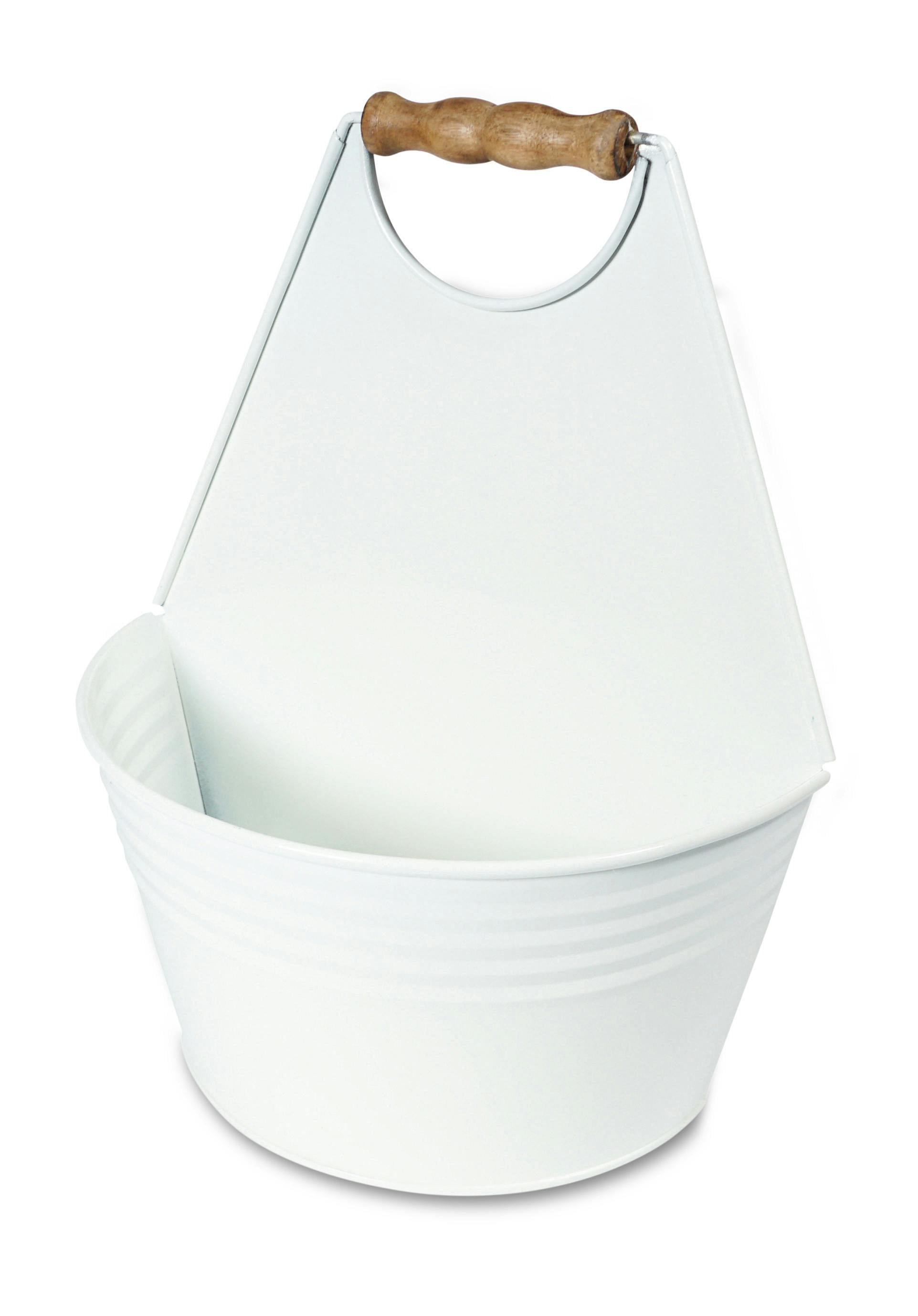 St Helens White Vintage Metal Wall Planter With Handle