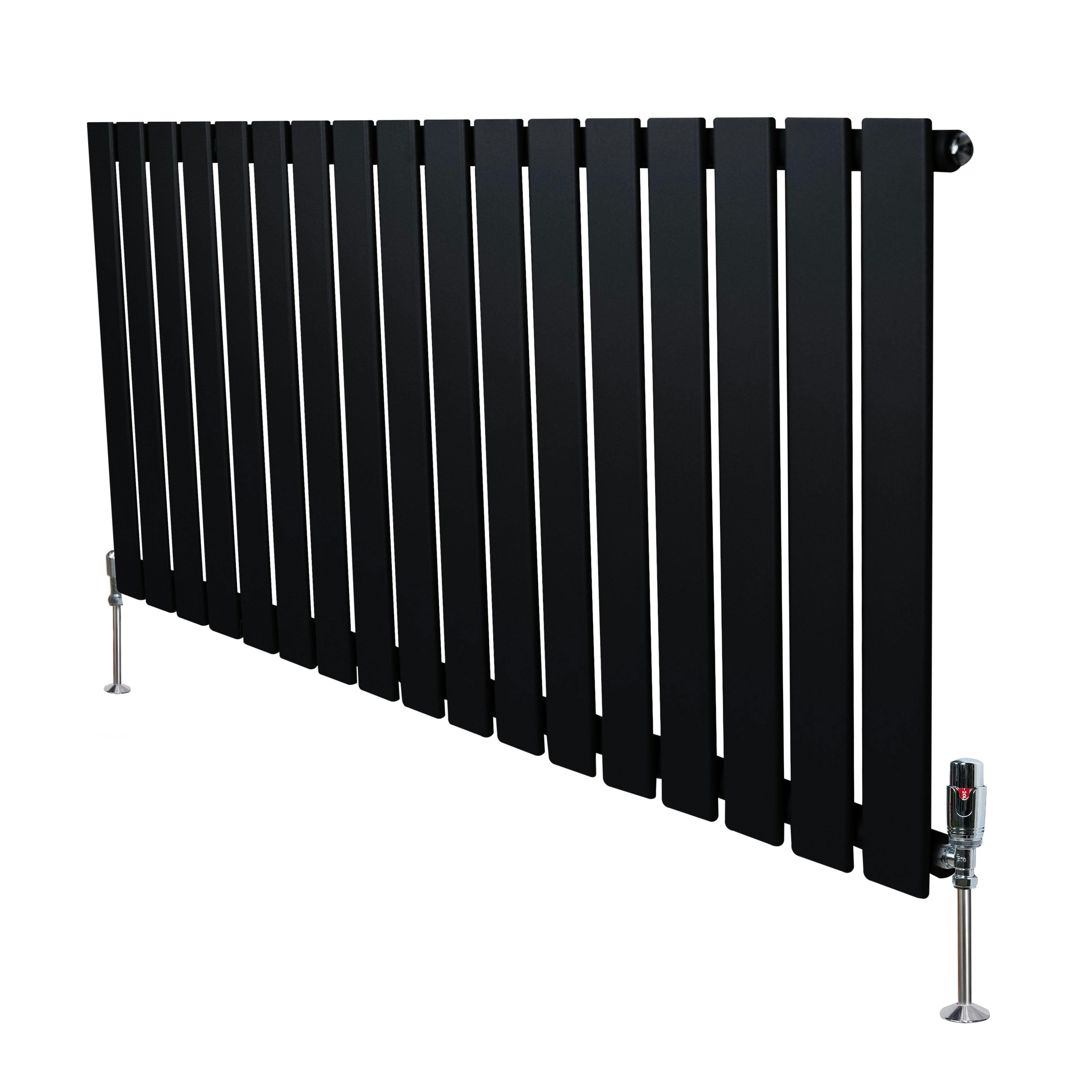 Monstershop Black Flat Single Column Radiator & Valves – 600Mm X 1190Mm –
