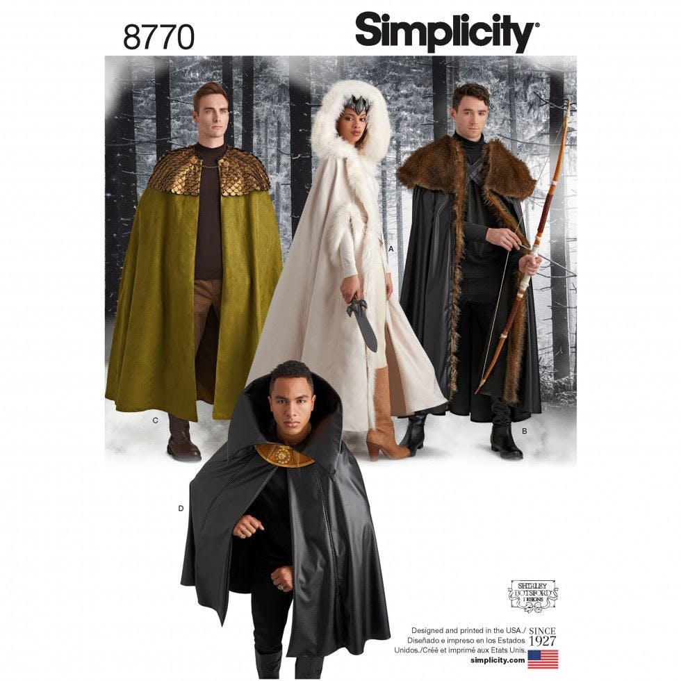 Simplicity Women's Sewing Pattern 8770, Costumes, Capes For One Size - Intermediate - One Size