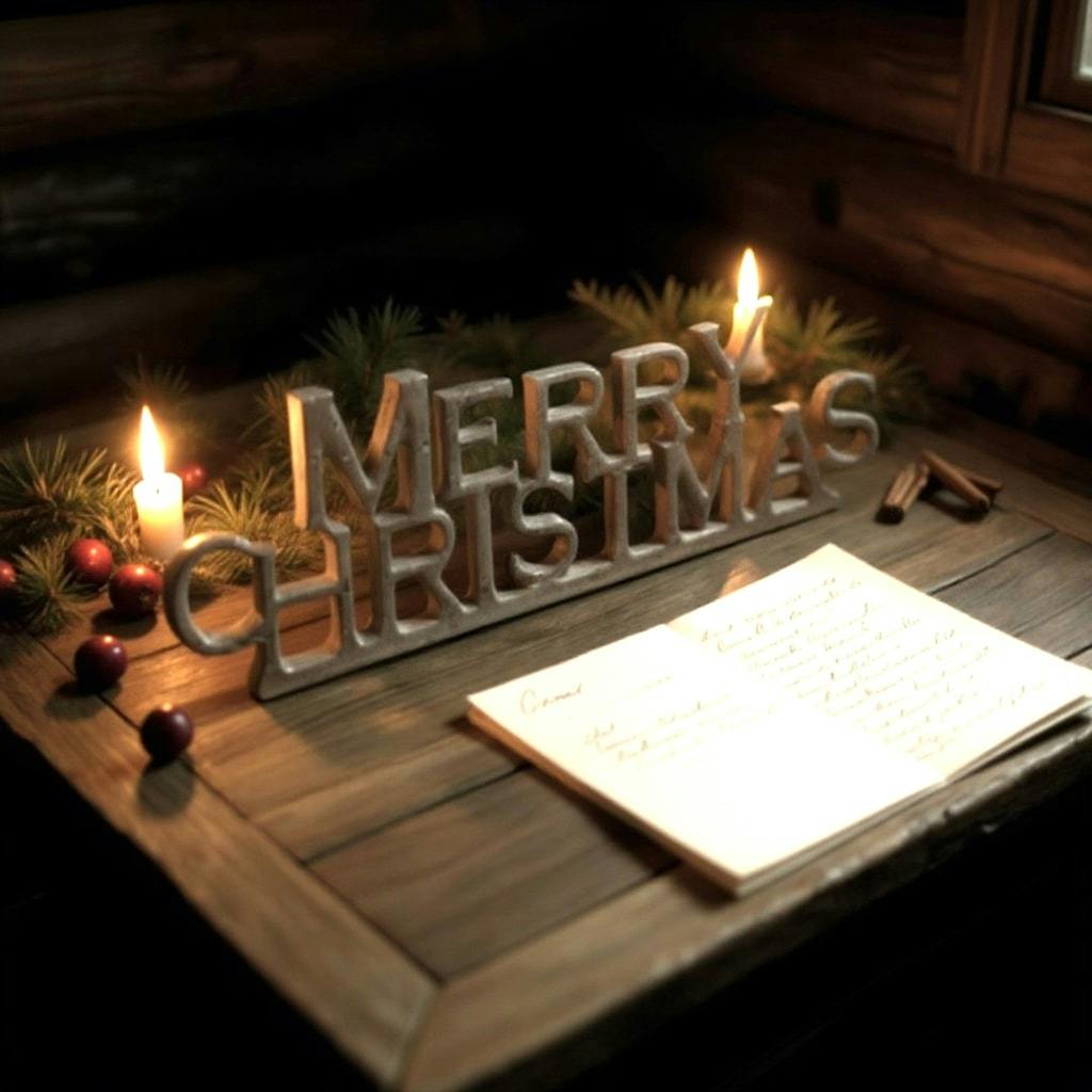 Rackhams Msl 12" Nickel Plated Merry Christmas On Stand
