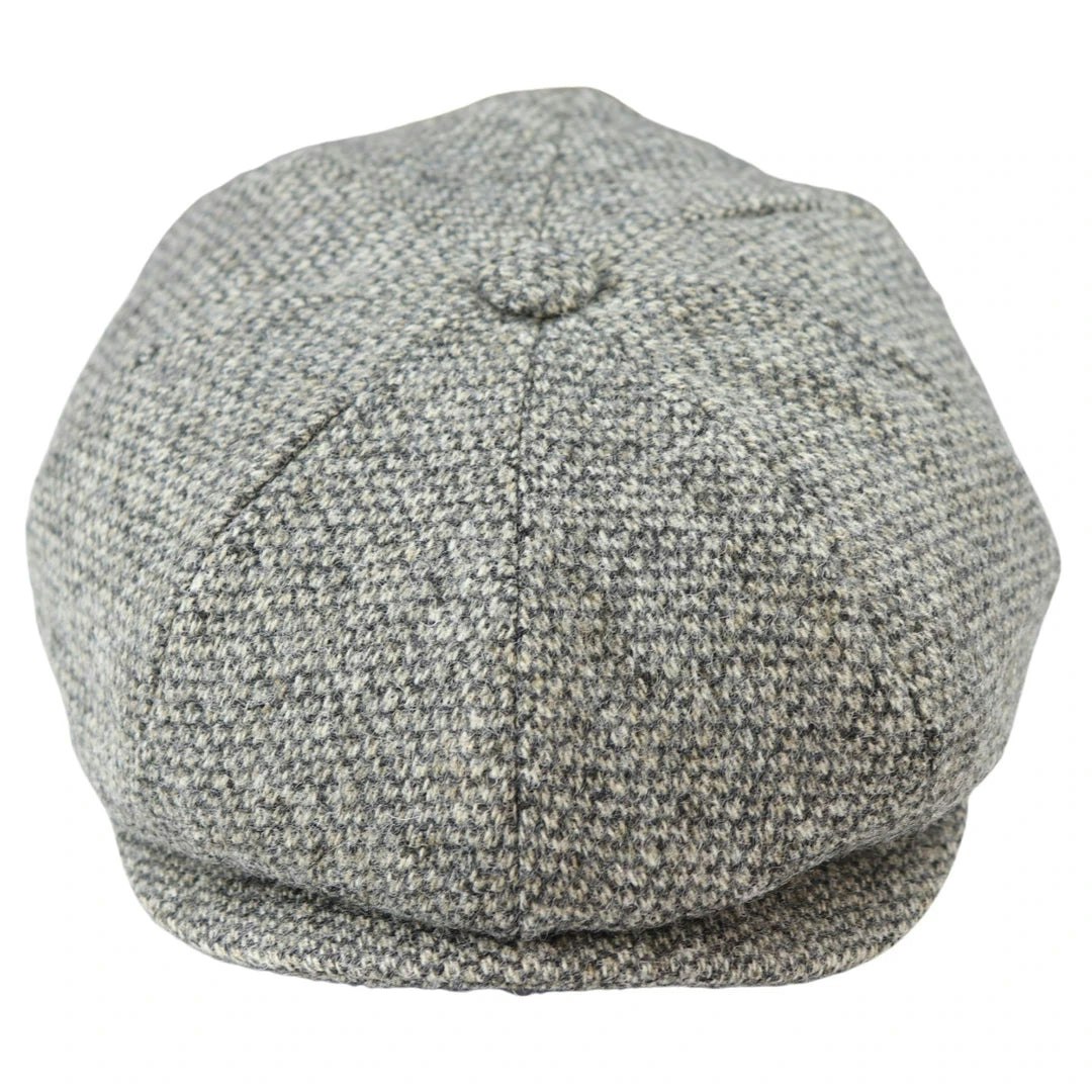 Major Boys Light/Grey 8 Panel Baker Cap Shelby Hat Wool Tweed Classic Razor - S/M