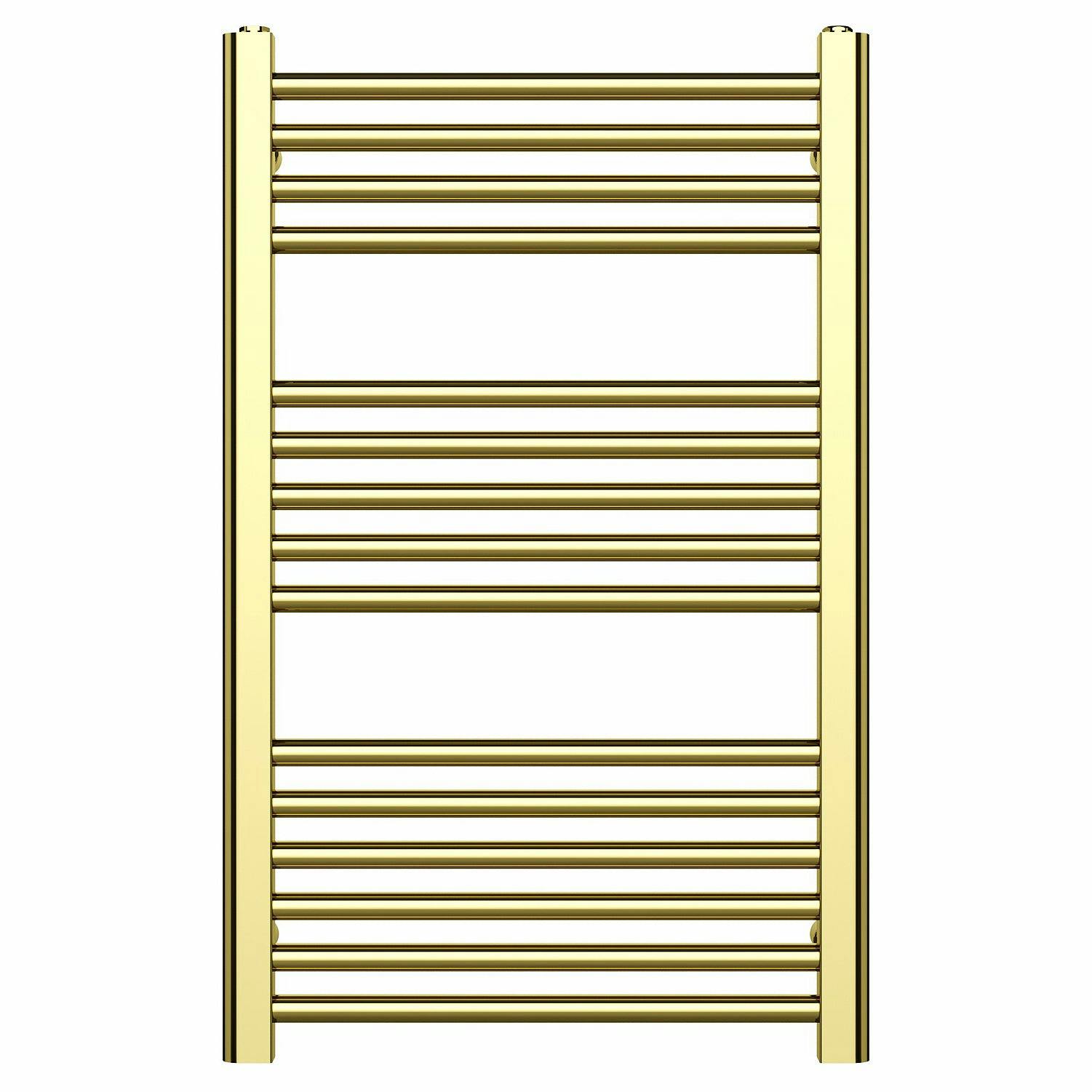 Myhomeware Gold 500Mm X 800Mm Shiny Heated Bathroom Towel Rail Radiator For Central Heating Uk