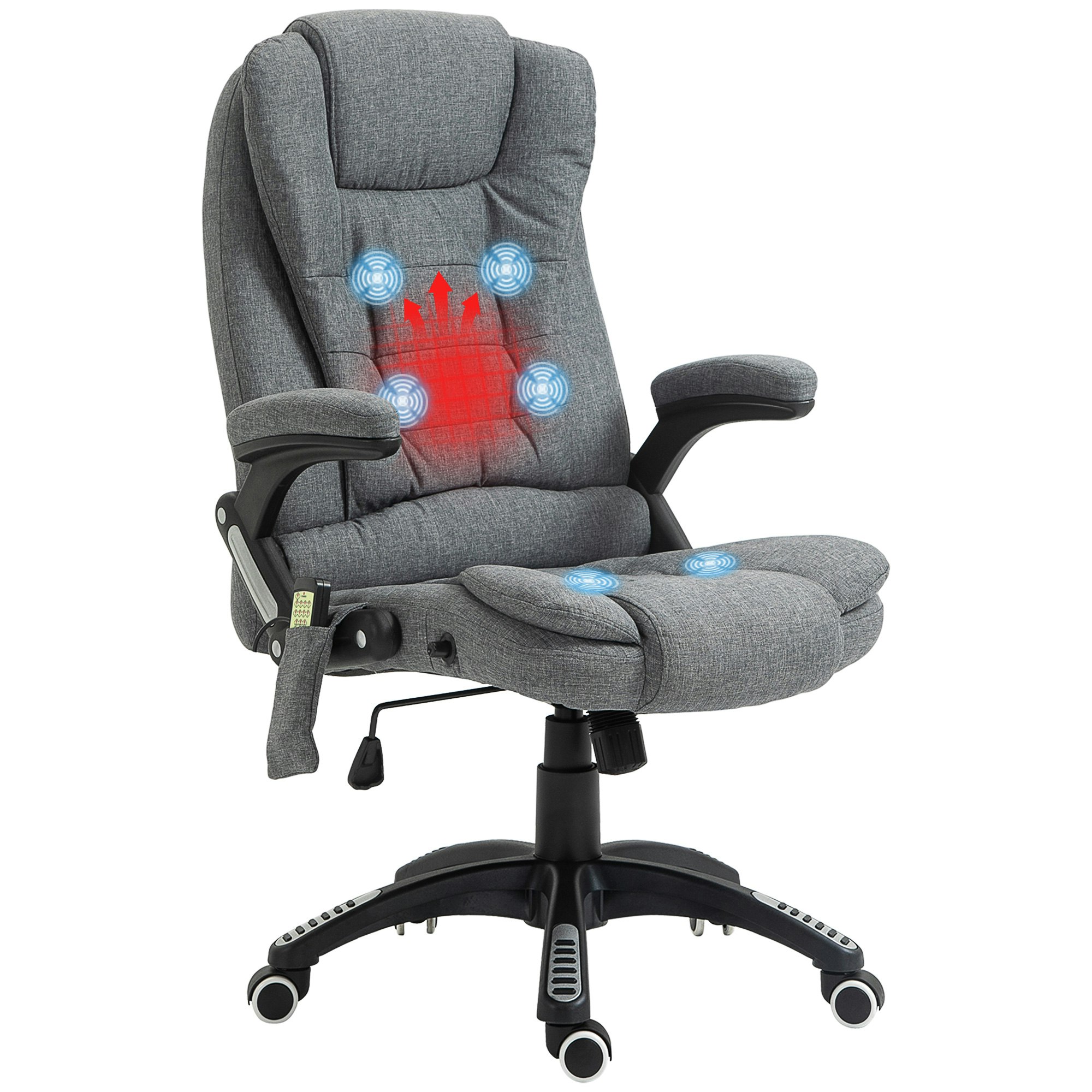 Rackhams Grey Office Chair W/ Heating 6-Point Massage Relaxing Reclining