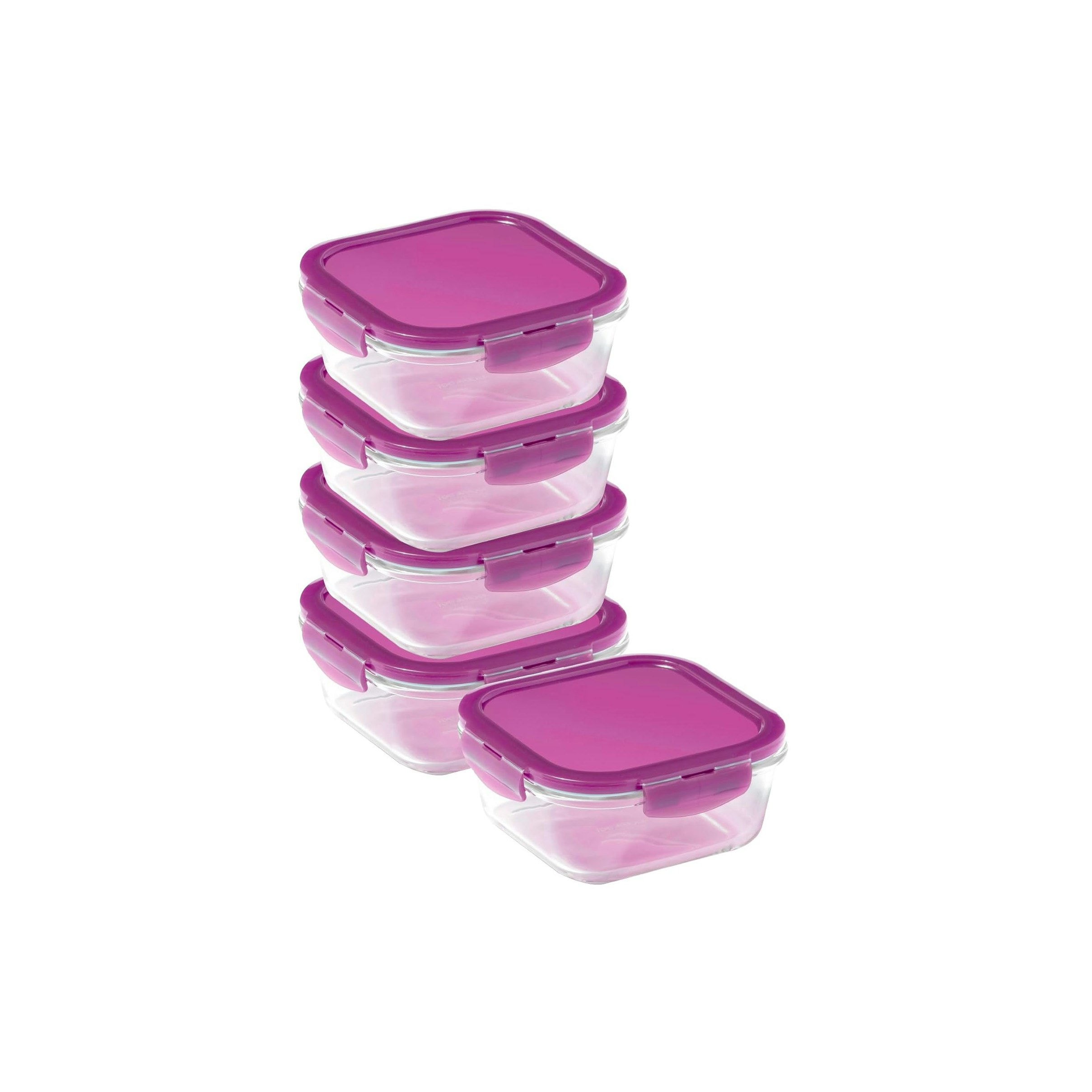 Rackhams Ovenglass Square Food Containers With Lids, 5 X 750Ml