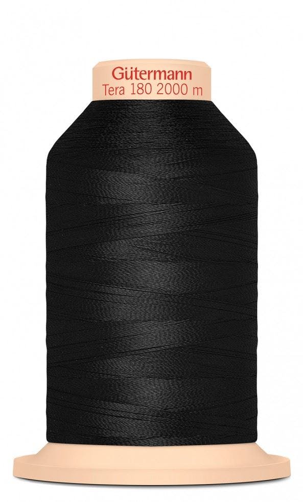 Gutermann Black Tera 180 Overlocker Sewing Thread 2000M Polyester Thread Suitable For Dressmaking - 2000 Metres