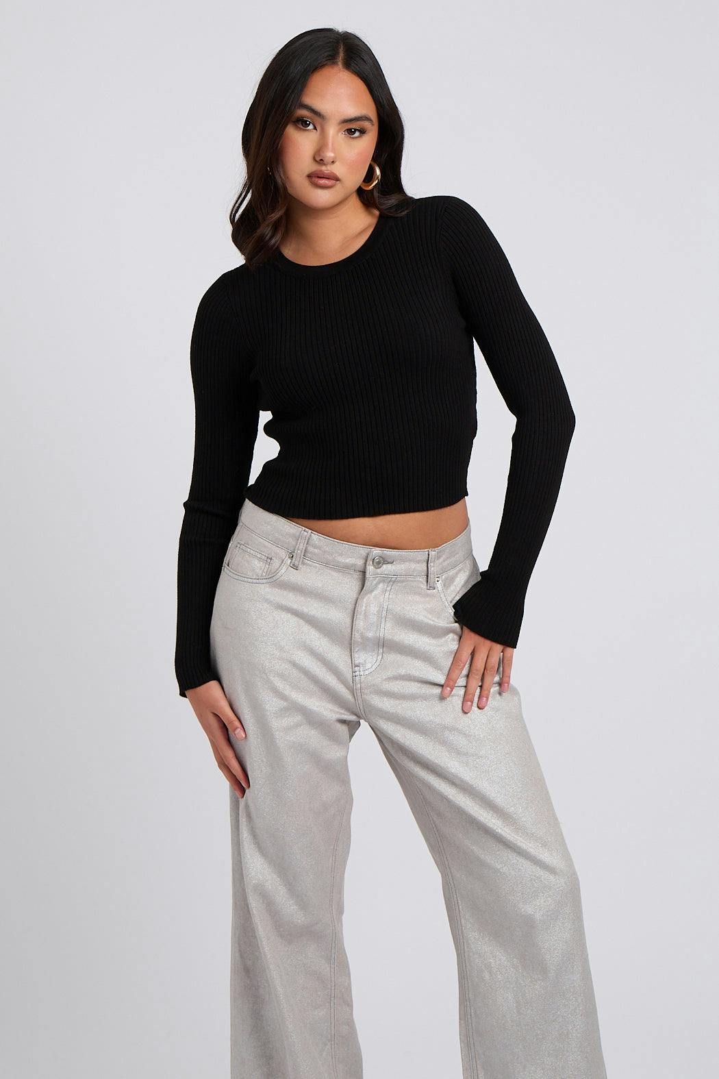 Urban Bliss Black Cut Out Back Wrap Jumper - 12