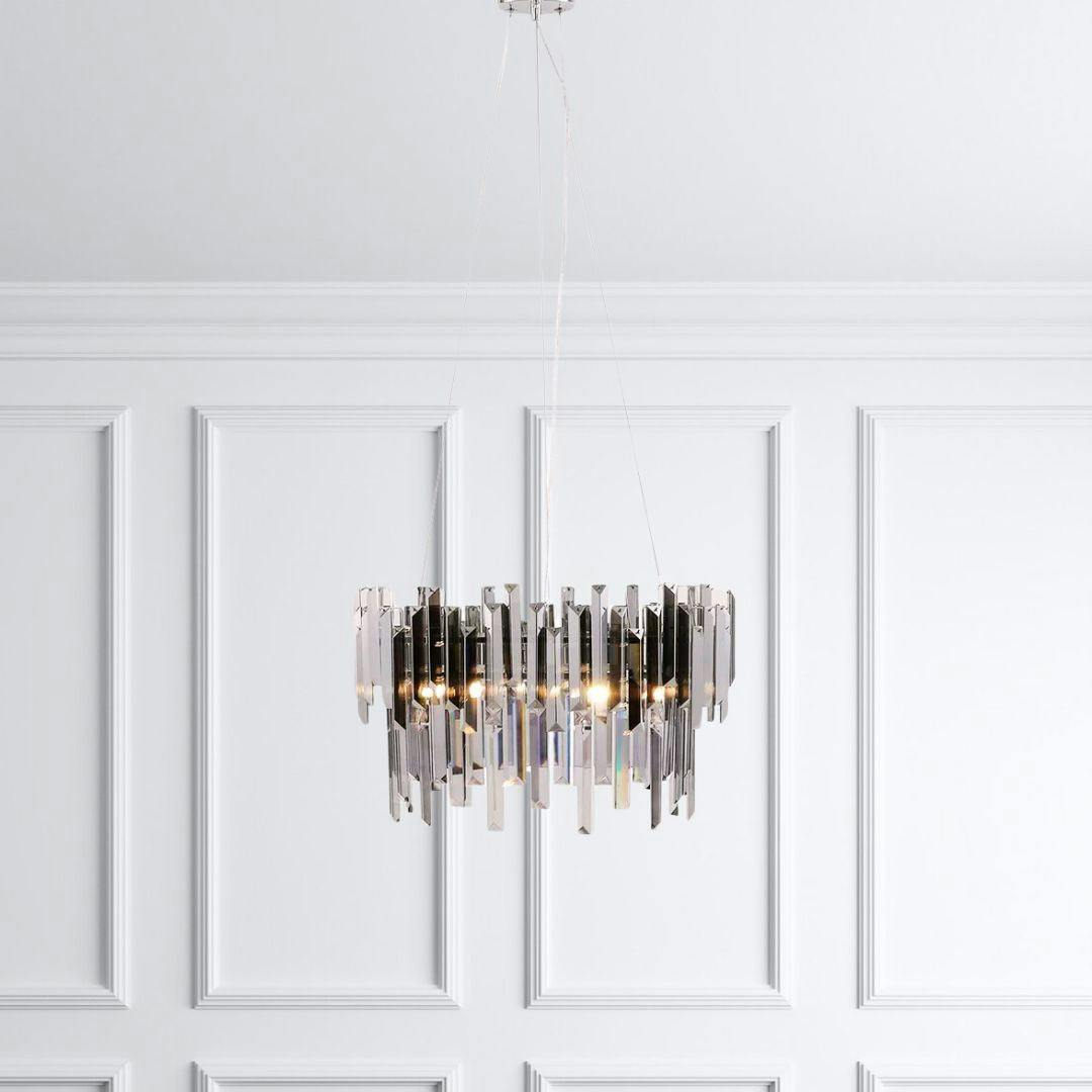 Rackhams Light Onega 3 Chrome & Smoked Glass Pendant Ceiling
