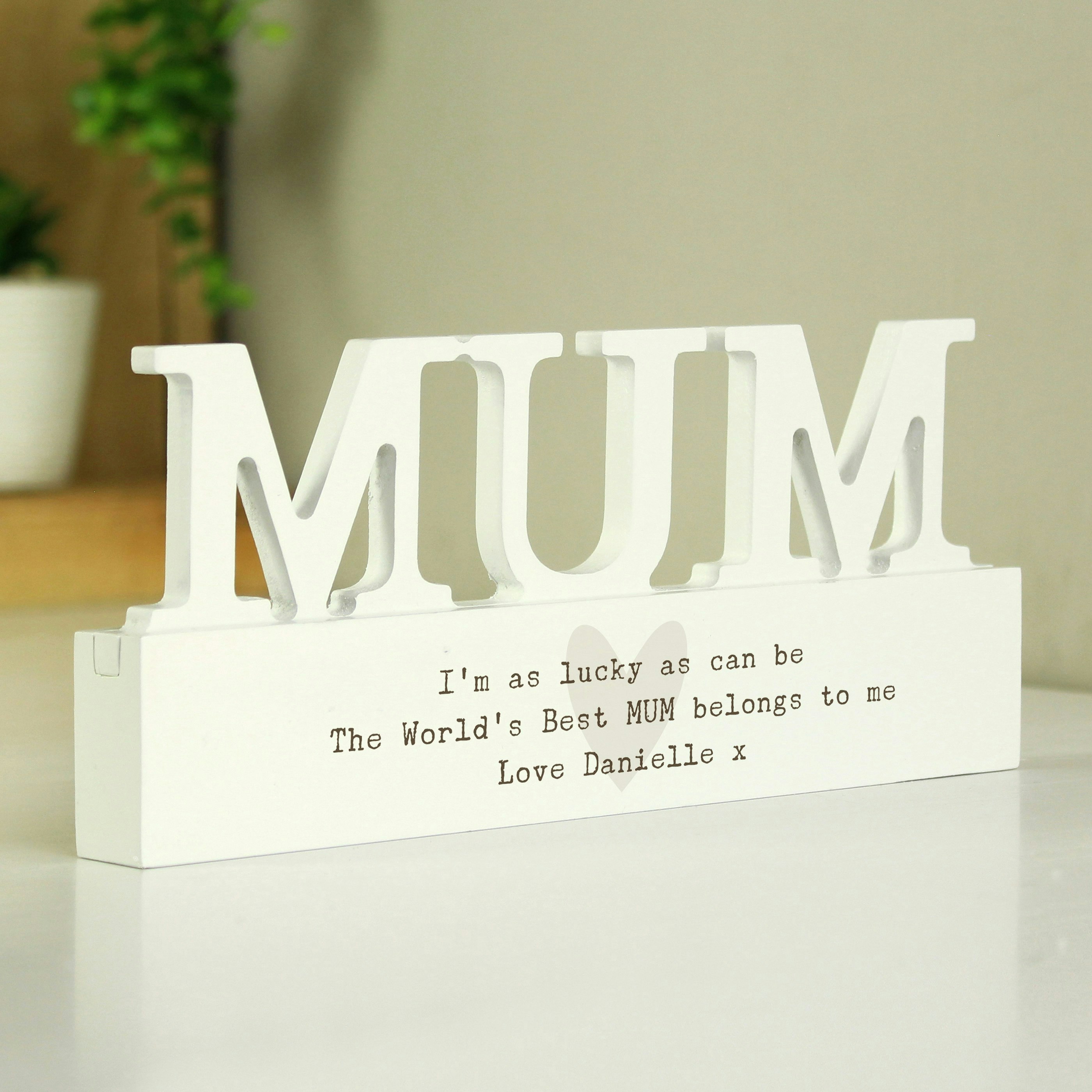 Personalised Memento Company Personalised Free Text Heart Wooden Mum Ornament Plaque