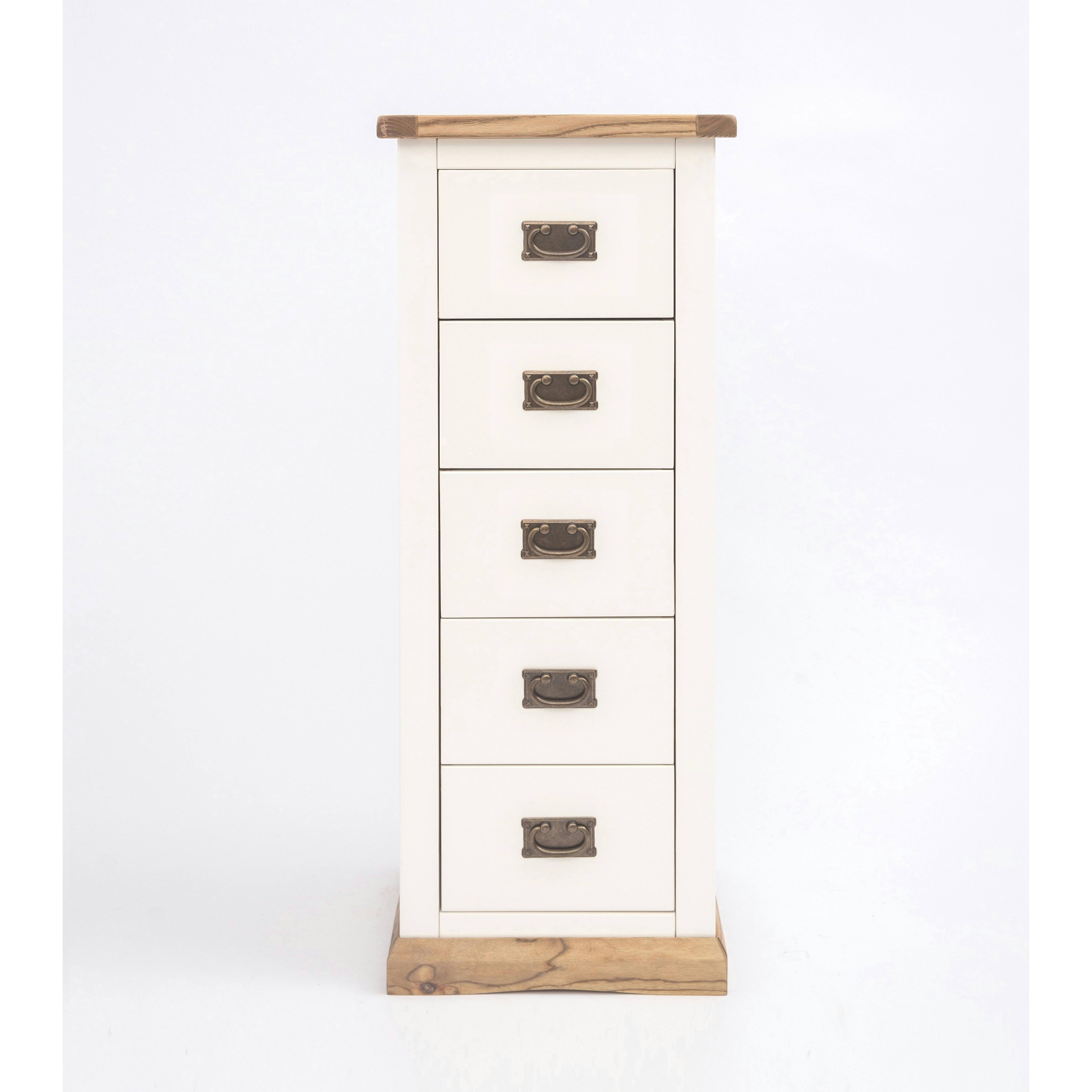 Rackhams White Tropea 5 Drawer Narrow Chest Of Drawers Bras Drop Handle - Off