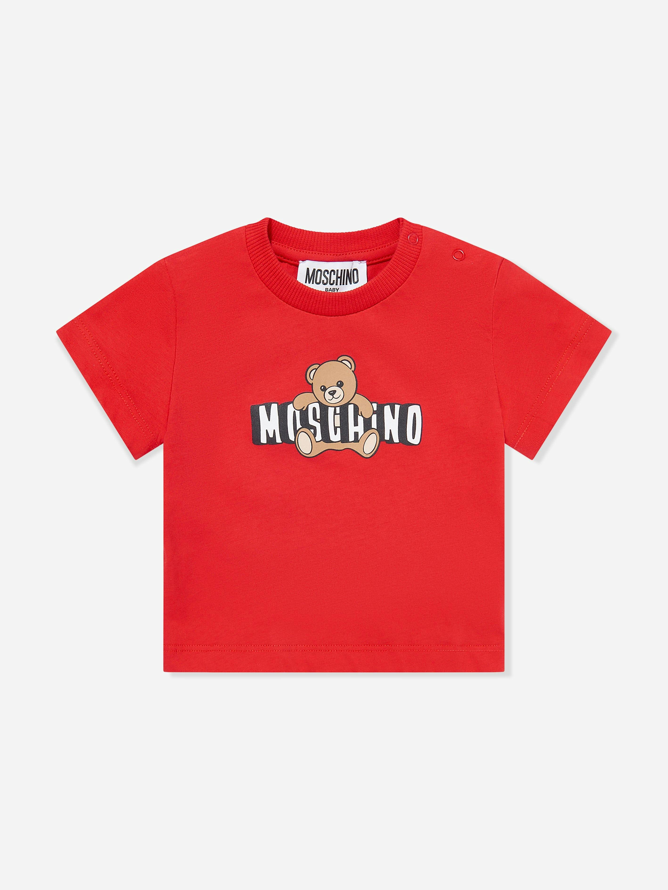 Moschino Kids Red Moschino Baby Teddy Bear Logo T-Shirt In - 3 Yrs