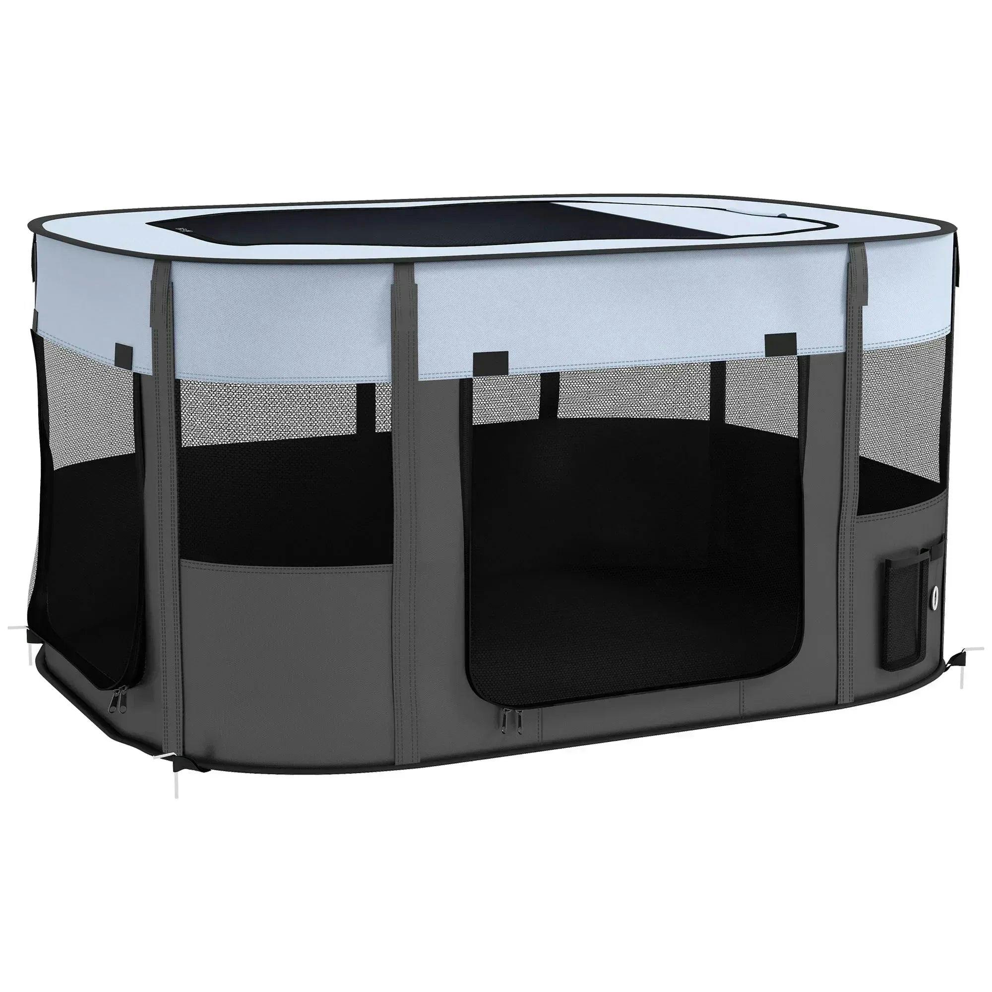 PawHut Dog Pen, Pet Playpen, Portable Foldable 114L x 89W x 59H cm, Grey - Image 6