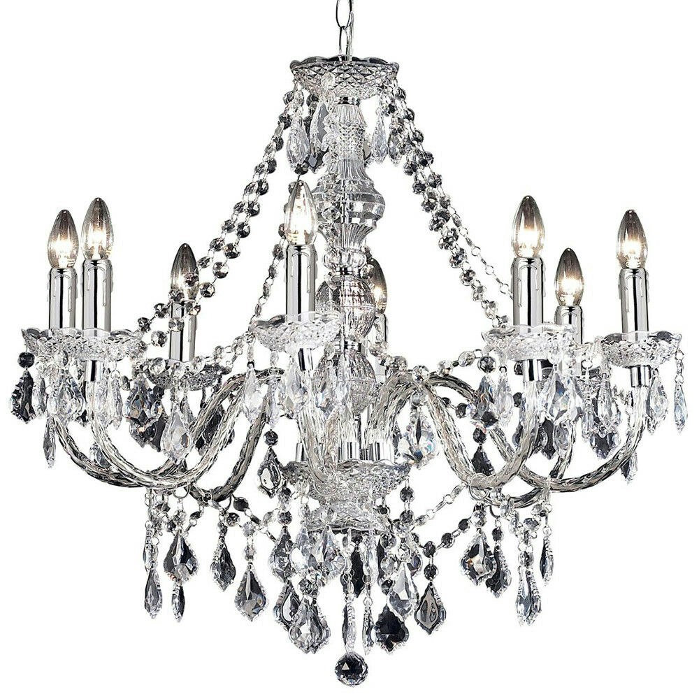 Rackhams Light Ceiling Chandelier Pendant Chrome 8X Bulb Vintage Feature Lamp Holder Size 1
