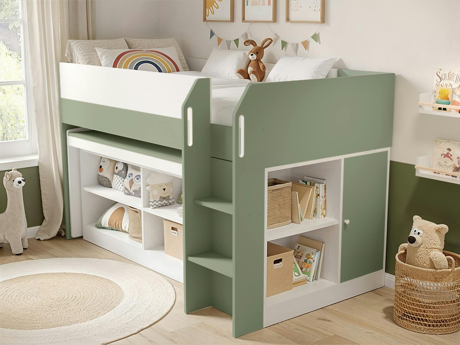 Rackhams Green Aiden Kids Cabin Bed With Storage