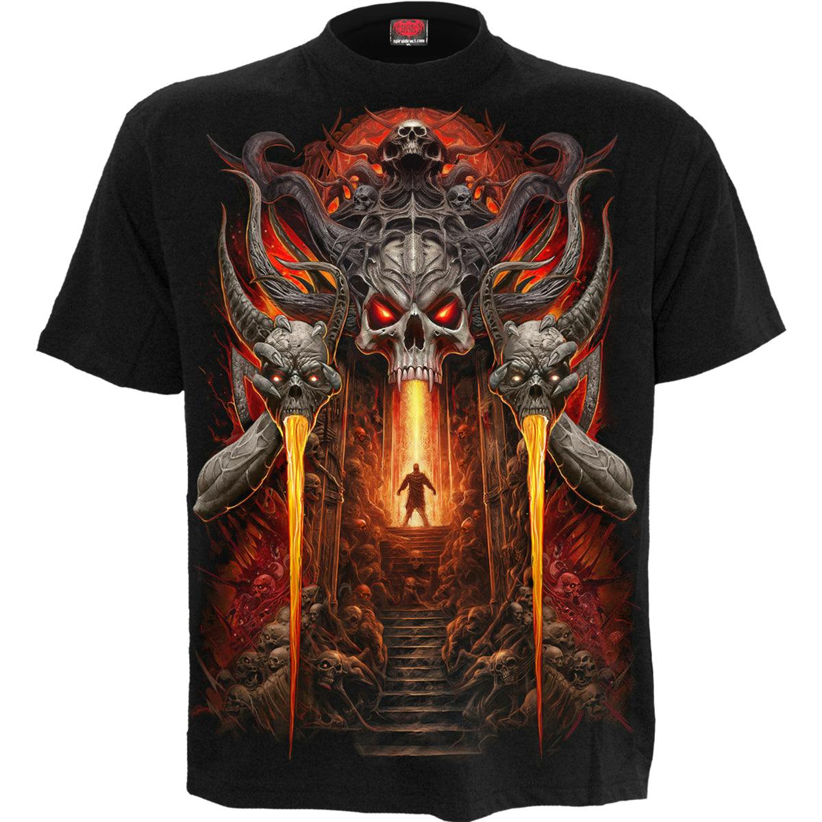 SPIRAL Men's Gates of Hell Graphic T-Shirt, 100% Cotton, Black, UK L | EU 52 - Image 3